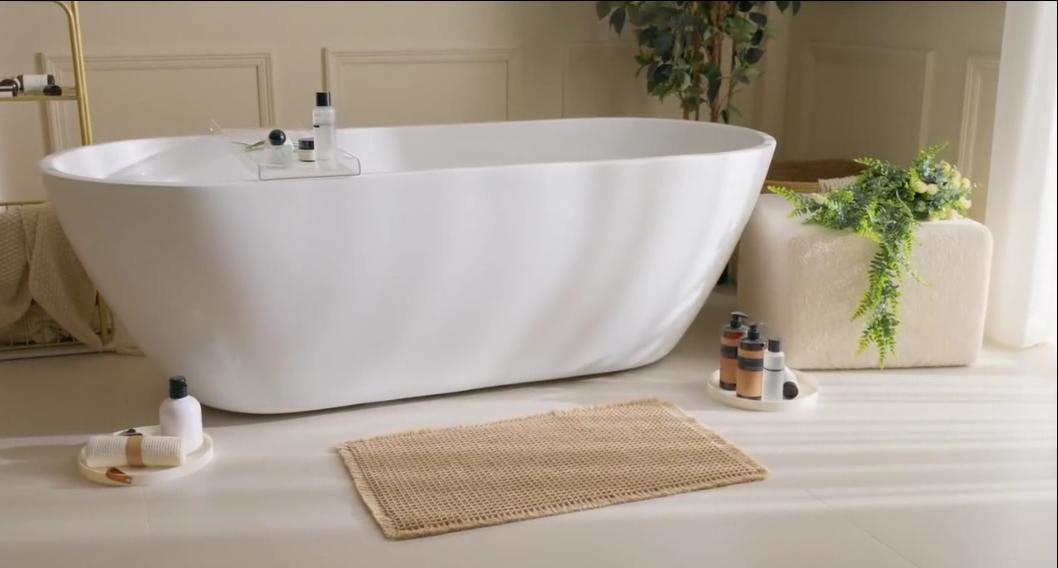 thumbnail video image 2 of Upgraded Waffle Bath Mat, Super Absorbent Non Slip Bath Mats for Bathroom Floor, Machine Washable Bathroom Rugs with Tassels, Rubber Backed Bathroom Mats, Ultra Soft, 18" x 30", Olive Green, 2 of 8