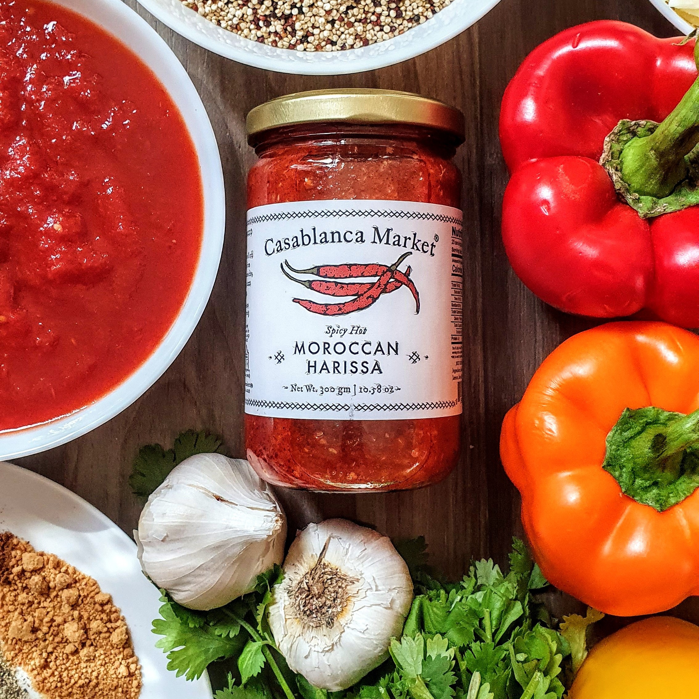 thumbnail video image 2 of Casablanca Market Harissa Hot Sauce 6-Pack (10.5oz Each) – Moroccan Gourmet Red Chili Paste – Authentic North African Spice – Non-GMO –, 2 of 9