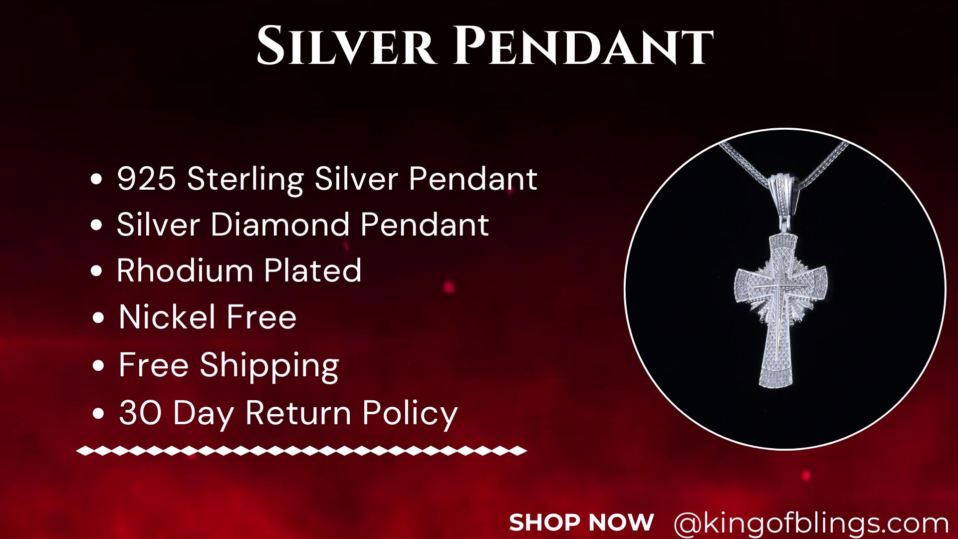 thumbnail video image 2 of King of Blings Cross White Diamond Necklace Pendants 0.33 ct. t.w. 925 Sterling, Silver (Gift Box), 2 of 14