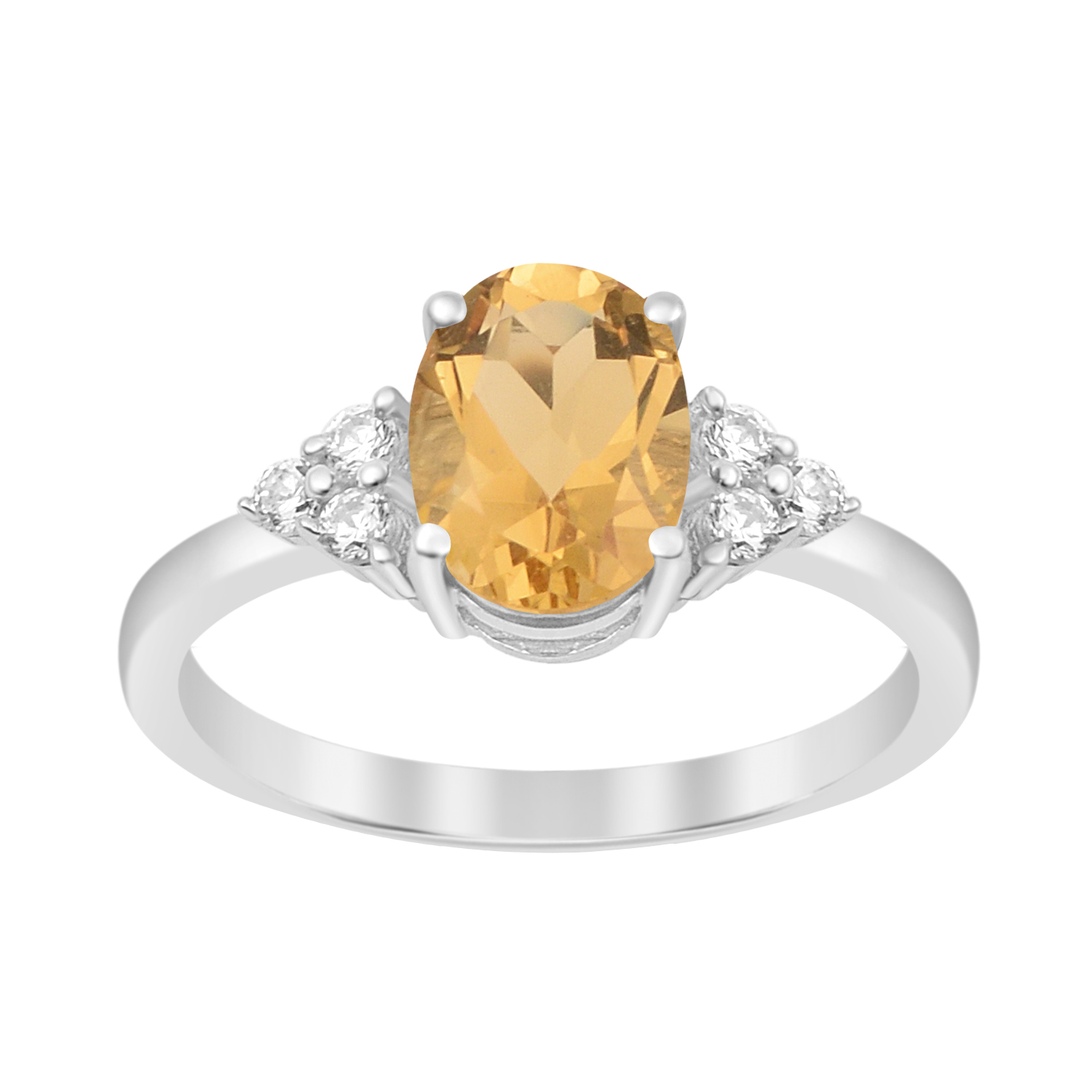 thumbnail video image 2 of 8x6mm Oval Shape Citrine Gemstone 925 Sterling Silver Solitaire Accents Women Wedding Ring, 2 of 7