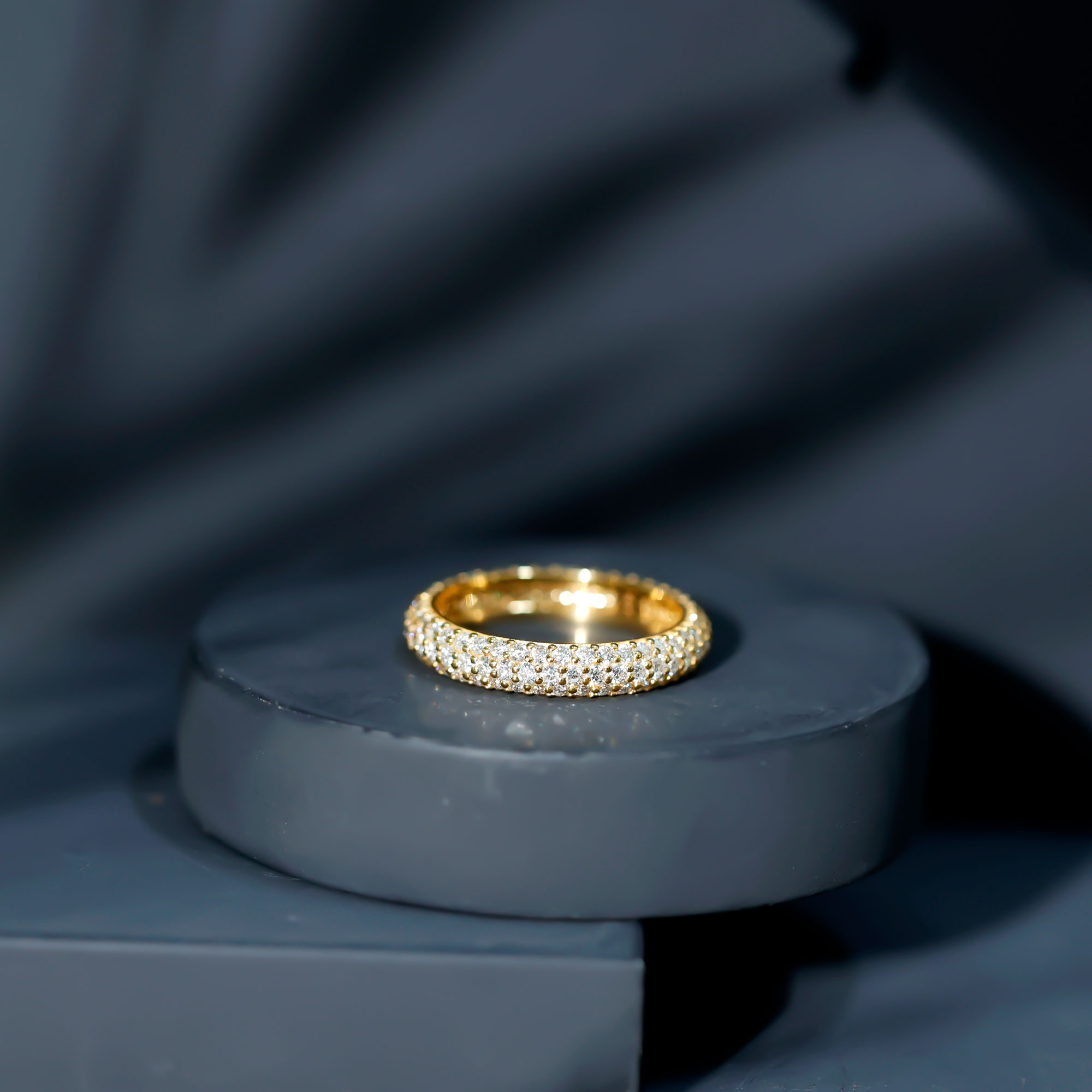 thumbnail video image 2 of Rosec Jewels 3 CT Moissanite Full Eternity Anniversary Rig for Women in Gold, Round Moissanite Ring Gold, 10K Yellow Gold, US 4.50, 2 of 9