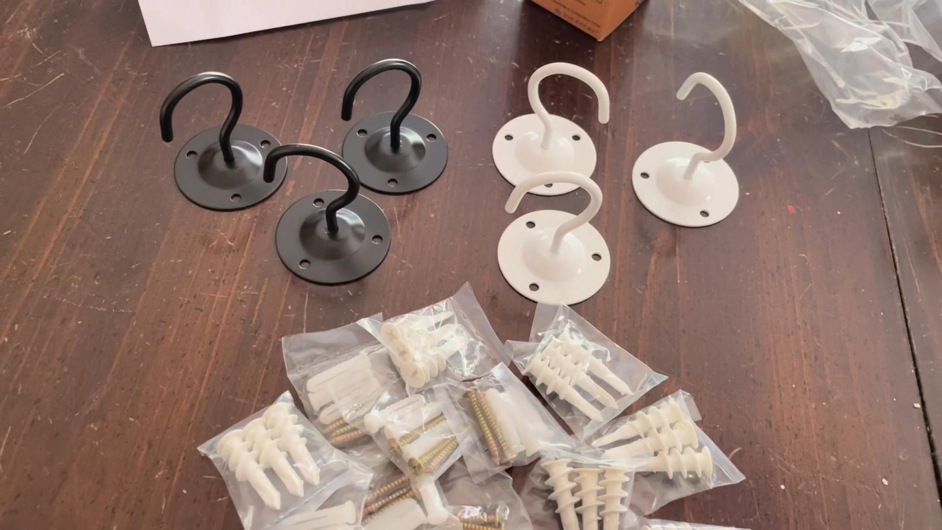 thumbnail video image 2 of NACETURE Ceiling Hooks for Hanging Plants Black 3 Pcs - Plant Hanger Indoor Hanging Hooks Metal Plant Bracket Iron Lanterns Hangers for Wind Chimes, Planters, 2 of 8