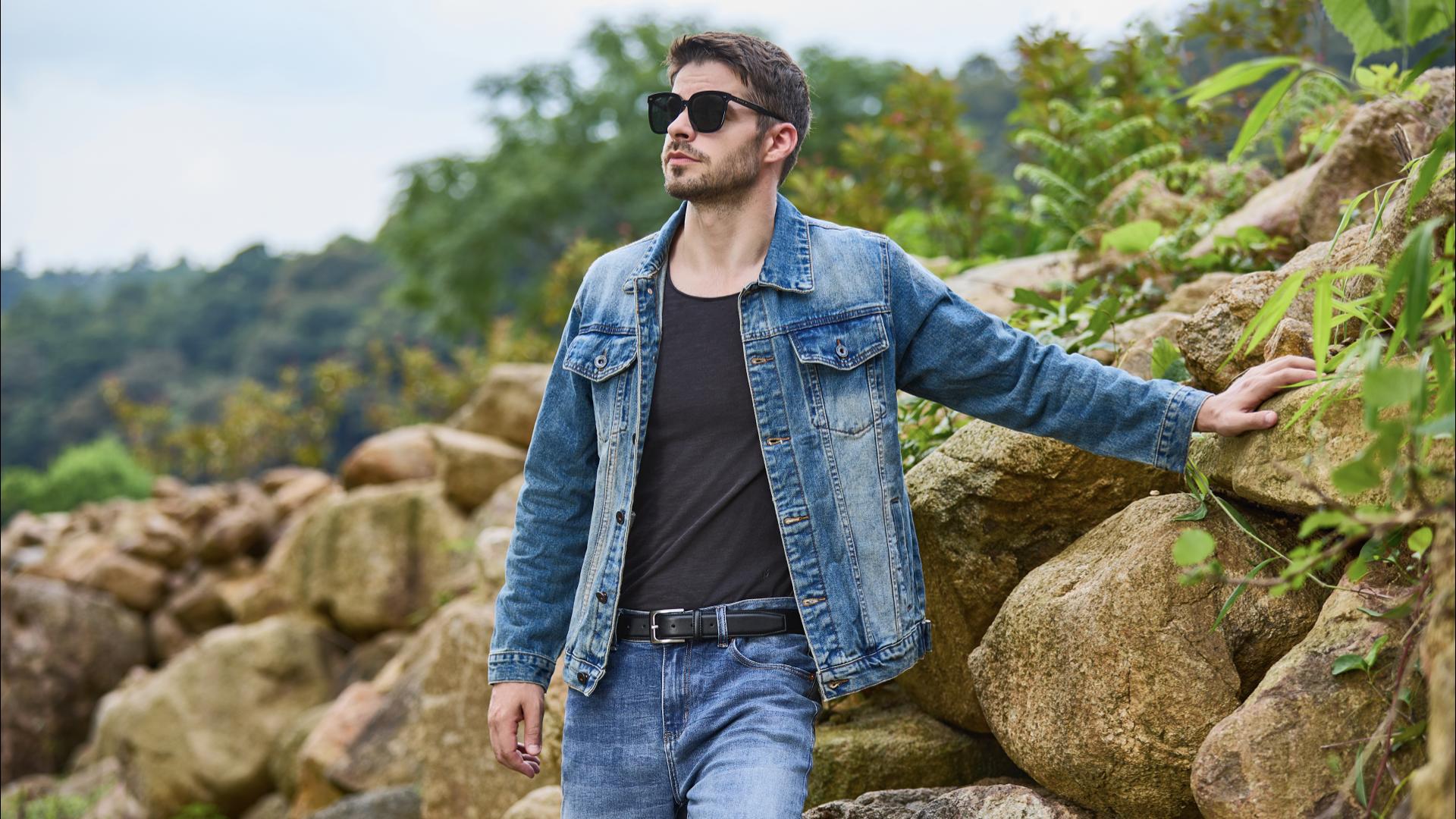 thumbnail video image 2 of Fianmy Men's Belt, Genuine Leather Dress Belts for Men, Handmade Classic Jeans Belt for Work Business Casual, 2 of 9