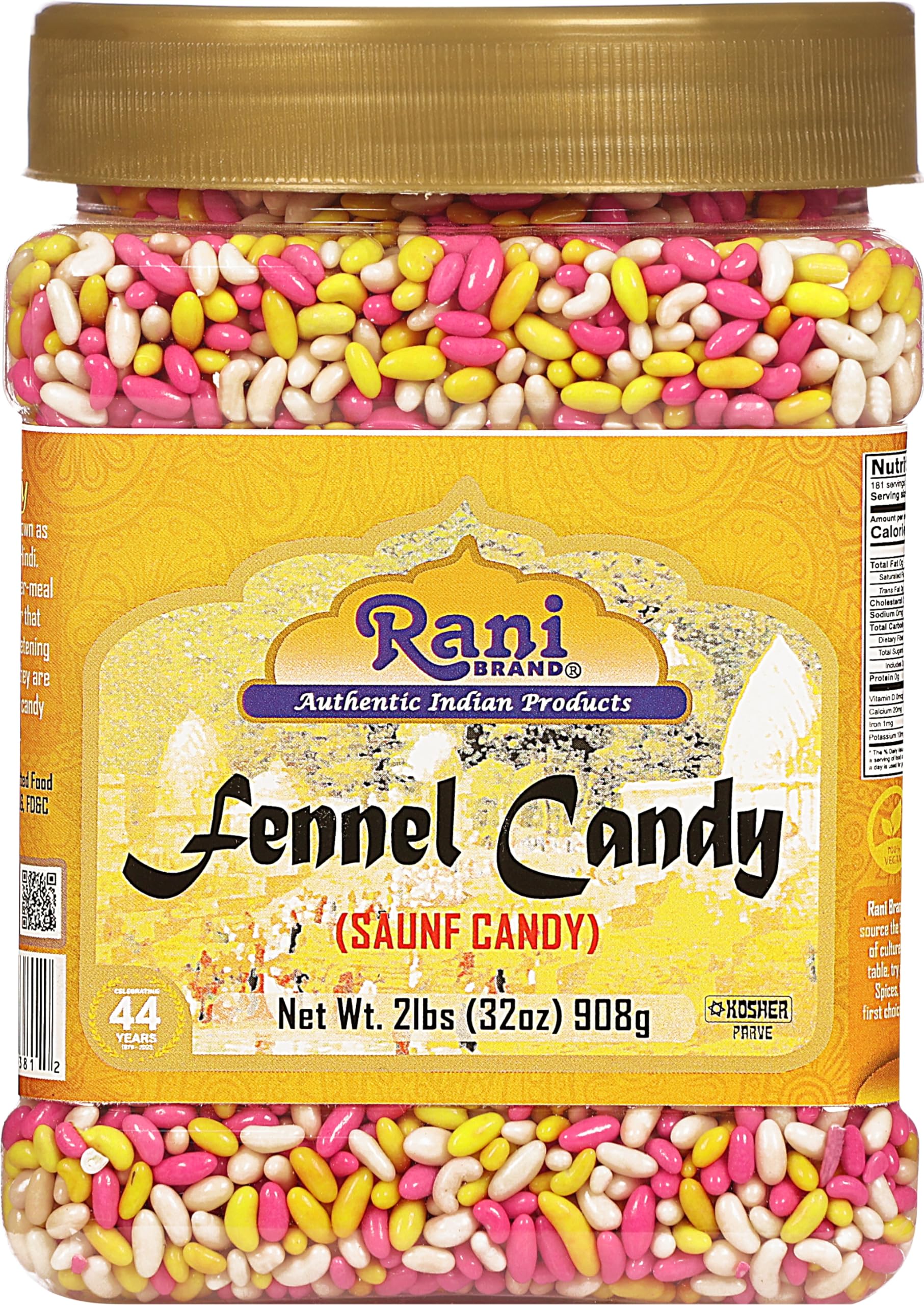 thumbnail video image 2 of Rani Sugar Coated Fennel Candy 2lbs (32oz) 908g Bulk, PET Jar ~ Indian After Meal Digestive Treat | Vegan | Gluten Friendly | NON-GMO | Kosher | Indian Origin, 2 of 11