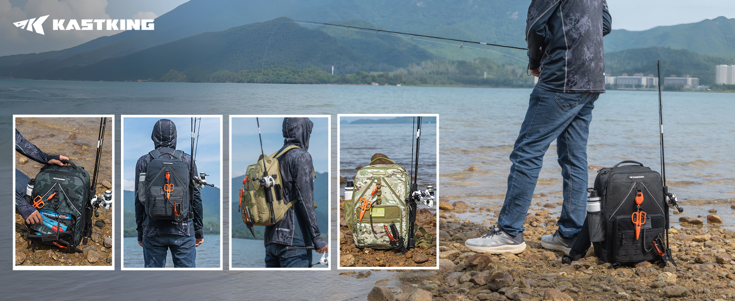 thumbnail video image 2 of KastKing Fishing Tackle Backpack,Water-Resistant Fishing Bag With 2 Rod Holders,Fishing Gear and Equipment -KarryAll KastMate, 2 of 10
