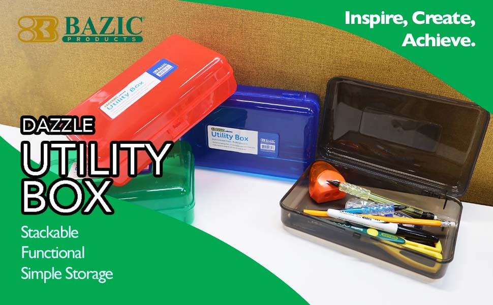 thumbnail video image 2 of BAZIC Plastic Pencil Case Utility Storage Box, Bright Color, 24-Pack, 2 of 6