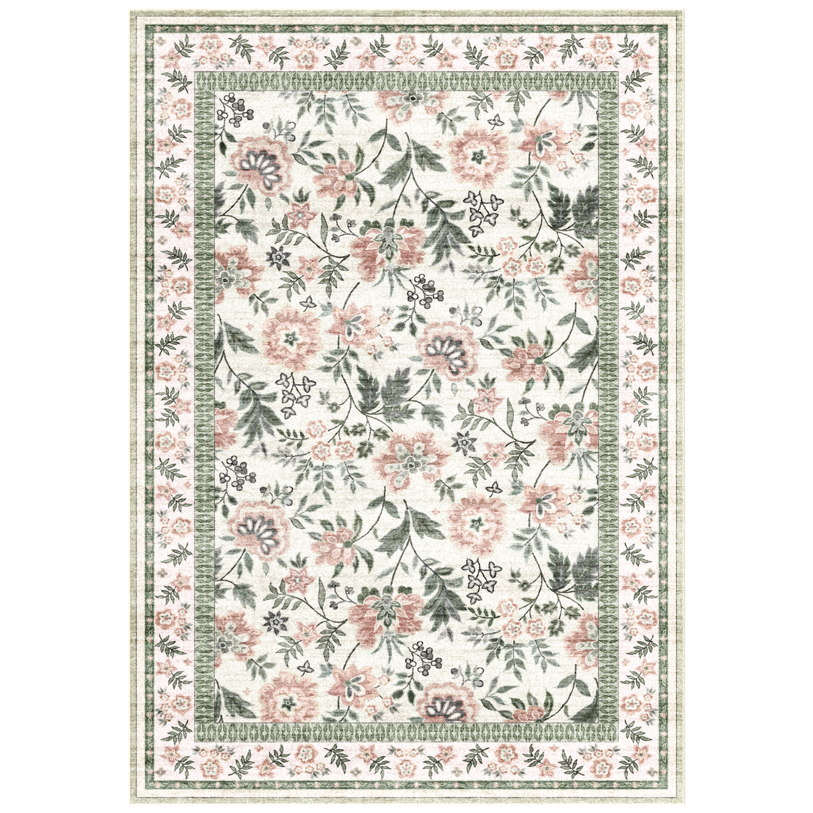 thumbnail video image 2 of Washable Area Rug for Living Room, NovDeco 5'x7' Non-Slip Boho Pink Floral Print Indoor Rug, Soft Low Pile Stain Resistant Carpet for Bedroom Nursery, 2 of 11