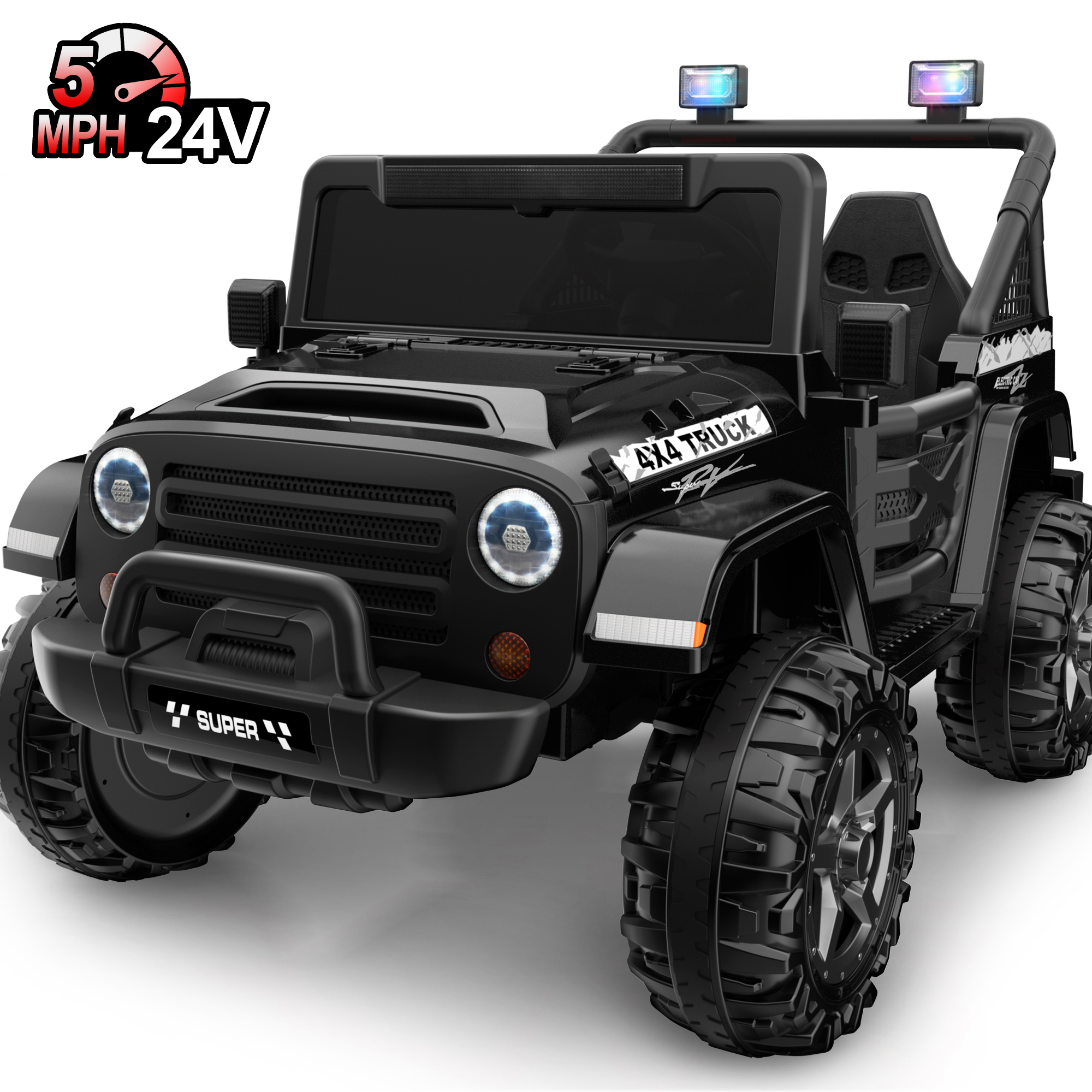 thumbnail video image 2 of Wisairt 24V 9Ah Ride on Toys, 2 Seater Power Car Wheels Truck with 400W Motors, Electric Battery Powered Toys Car w/ Remote Control, Bluetooth, Spring Suspension, Colorful LED Lights, Red, 2 of 12