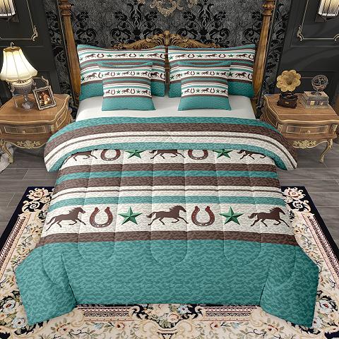 thumbnail video image 2 of Homewish Boho Tribal Aztec 7pcs Bedding Comforter Set,Jungle Animal Bear Queen Bedding Sets,Blue Gray Queen Sheet Sets For Men Women,Super Cozy Room Decor Reversible, 2 of 9