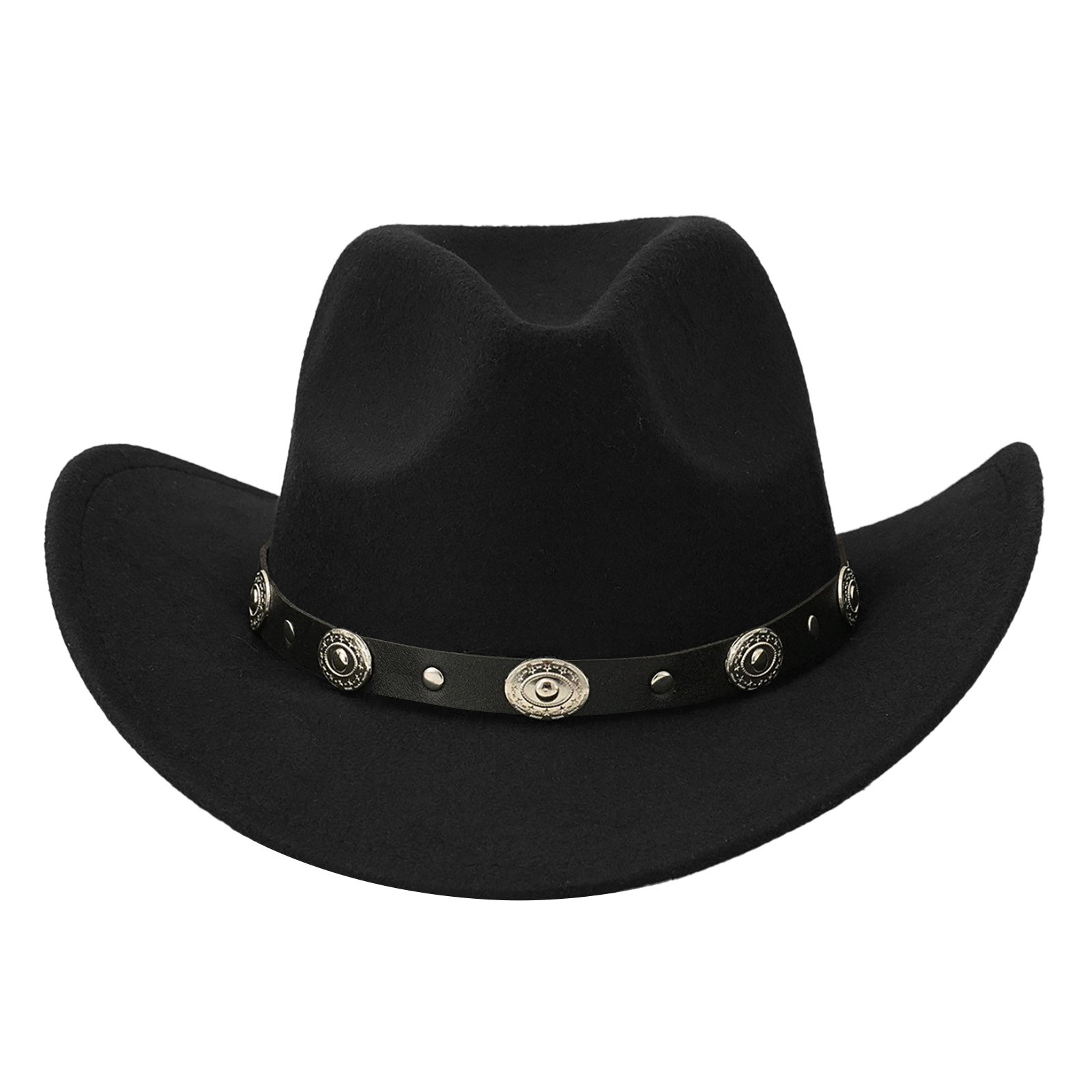 thumbnail video image 2 of SRZYMJ Cowboy Hat for Women and Men Western Classic Chain Curved Jazz Hat Felt Wide Brim Women Men Fedora Cowboy Hat, 2 of 4