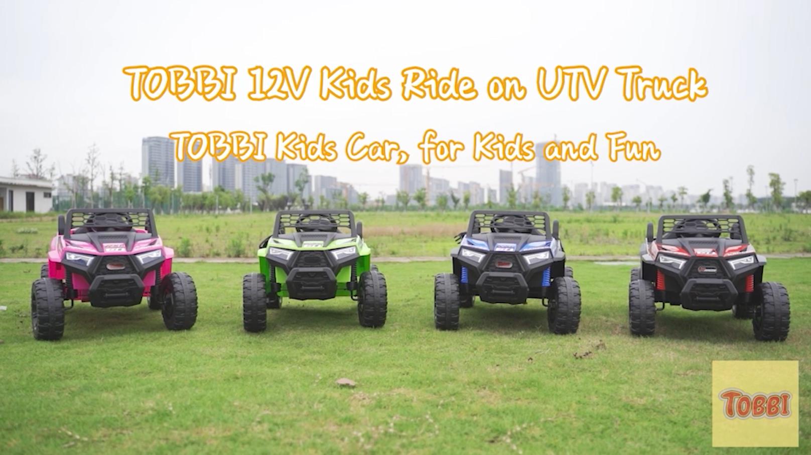thumbnail video image 2 of TOBBI 12V Kids Electric off-Road UTV Truck Car Battery Powered Ride on Toys for Girls with LED Headlights, Music, Horn, 2 of 13