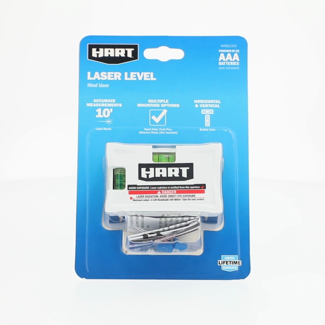 HART 10-Foot Laser Level, Horizontal and Vertical Bubble Vials