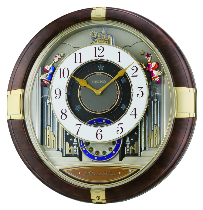 thumbnail video image 2 of Seiko QXM333BRH Melodies In Motion Clock, Brown, 2 of 5