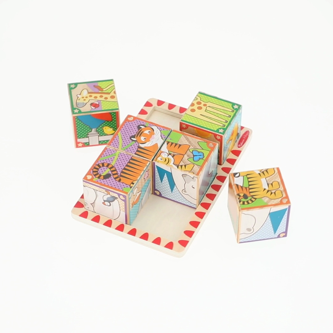 Melissa & Doug 2 in 1 Wooden Cube Puzzle - Animals Toy Kids