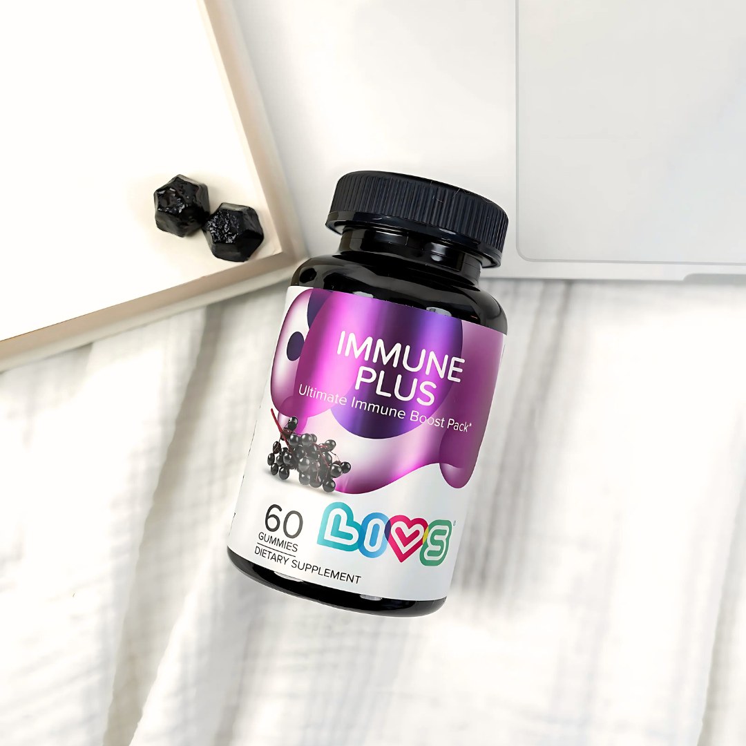 thumbnail video image 3 of LIVS Immune Plus Gummies - Immune Gummies with Vitamin C, Elderberry, D3 & Zinc - Immune Support Gummy Supplement - Unisex - 60 Count with 30 Servings, 3 of 8