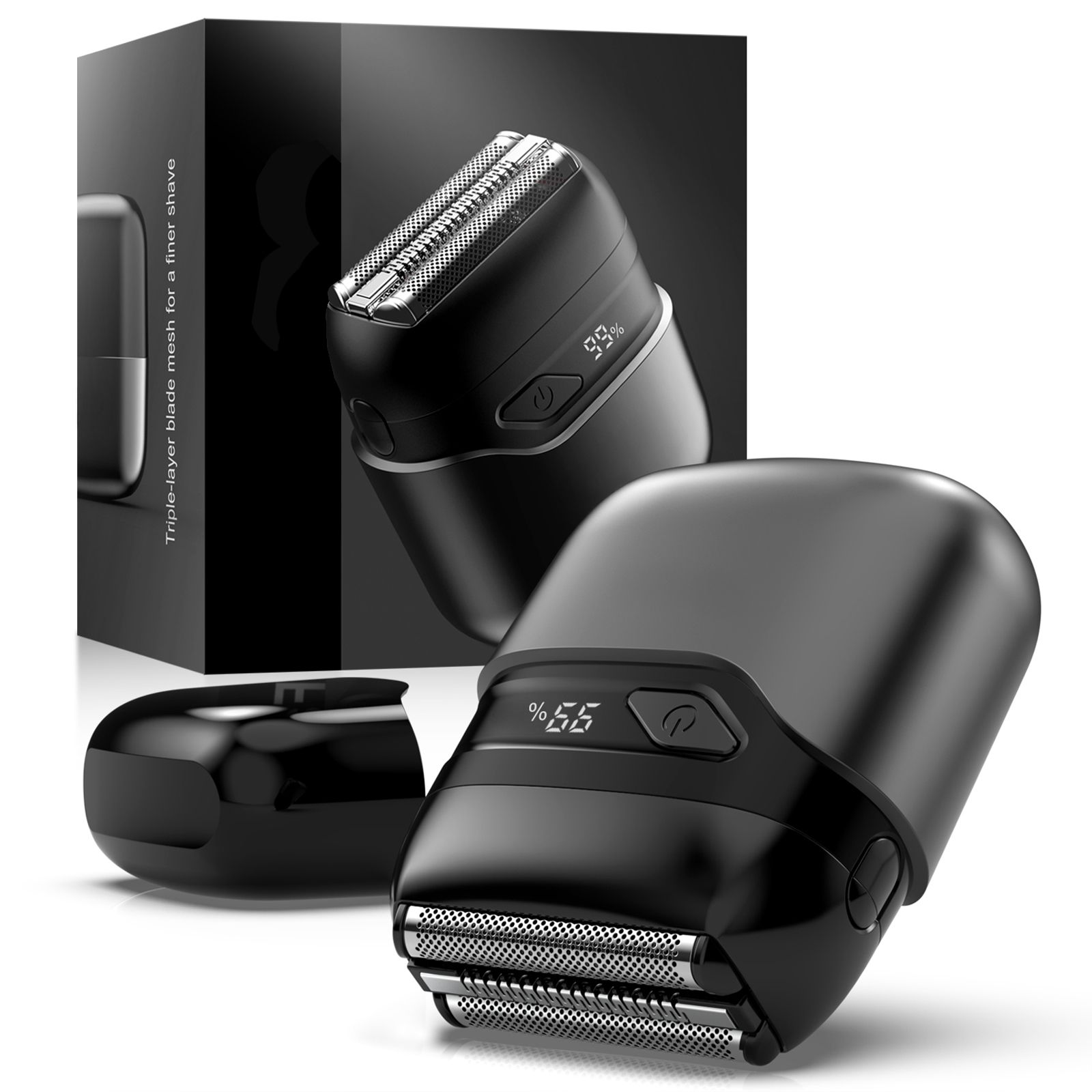 thumbnail video image 2 of Nogroa Electric Foil Shaver for Men, Mini Electric Razor for Beard/Face with 3 Floating Blade USB Rechargeable IPX7 Waterproof Protable Cordless Beard Trimmer for Travel & Home, 2 of 8