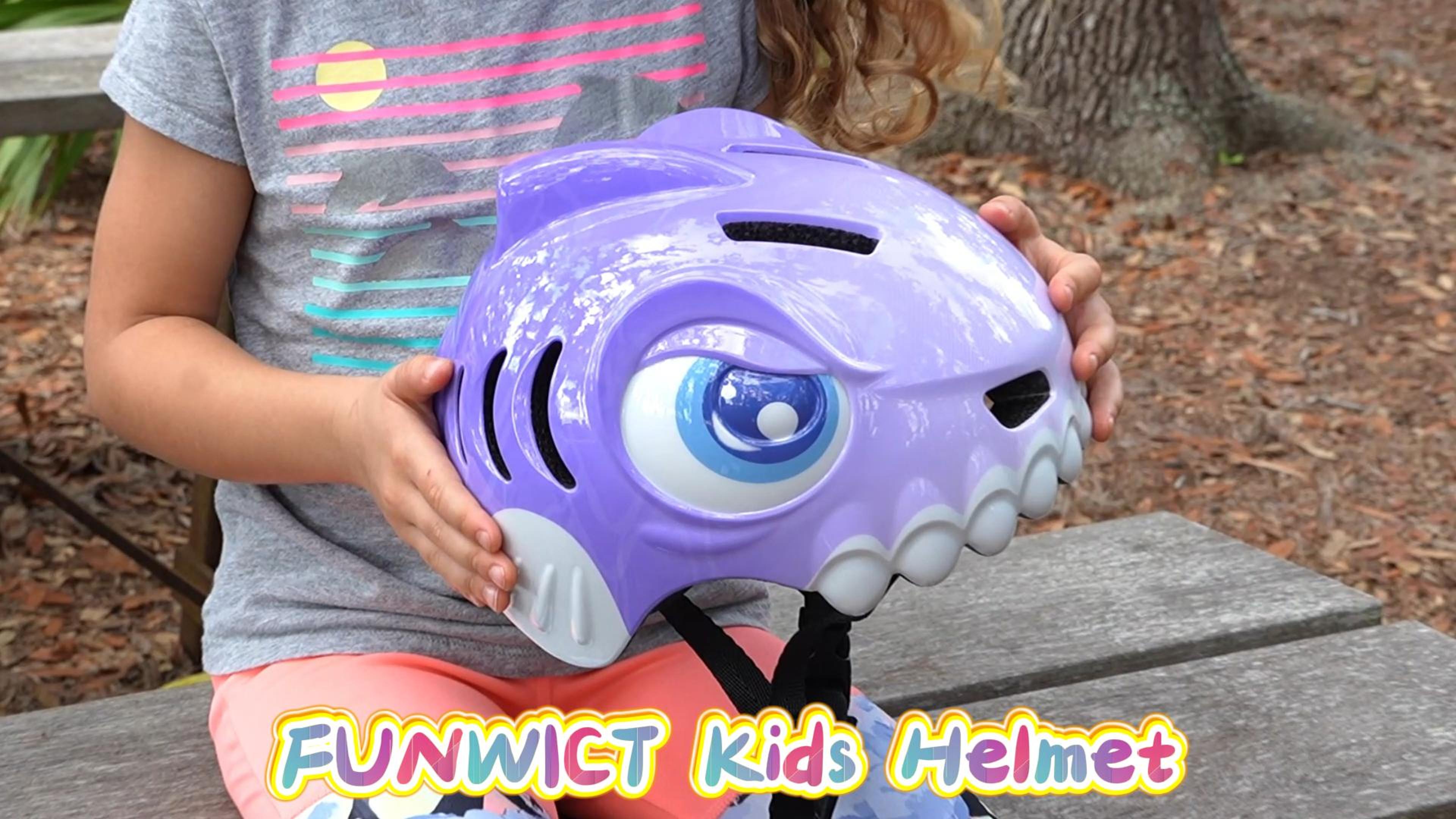 thumbnail video image 2 of FUNWICT Bike Helmet for Kids 3-8 Years Boys Girls Breathable Lightweight Children Bicycle Helmet for Toddler Cycling Skating Scooter Skateboard, 2 of 8