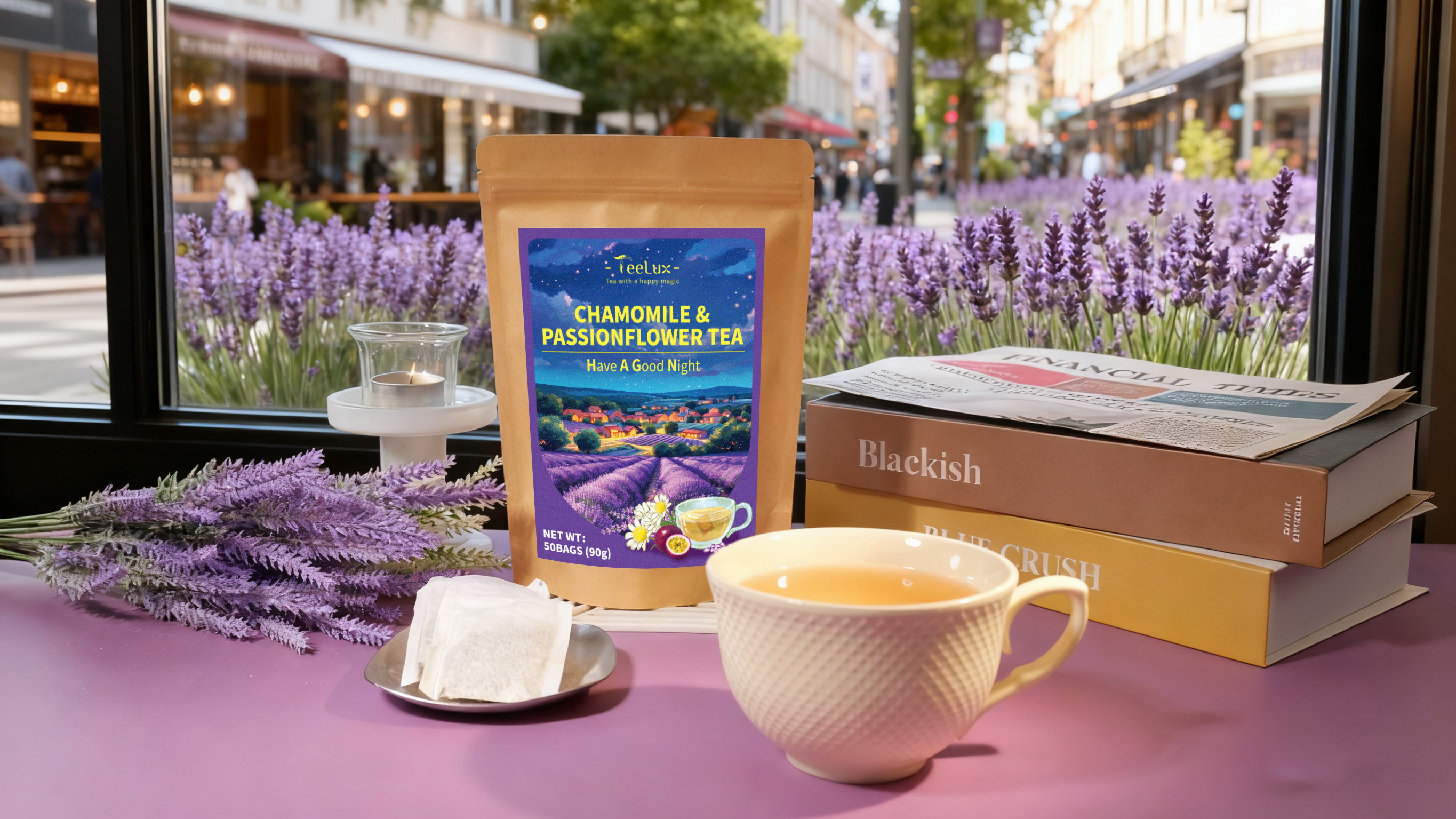 TeeLux Chamomile Passionflower Herbal Tea, 50 ct, Caffeine Free