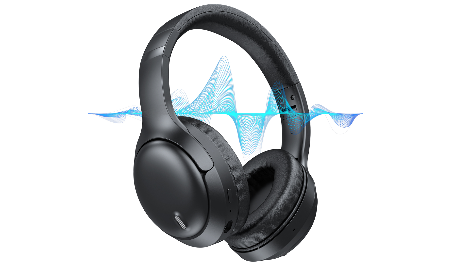 thumbnail video image 3 of Headphones, AUOSHI Active Noise Cancelling Headphones, 55H Playtime, Wireless/Wired Bluetooth5.3 Over-Ear Headphones with Mic, Blocks Engine Noise,Black, 3 of 12