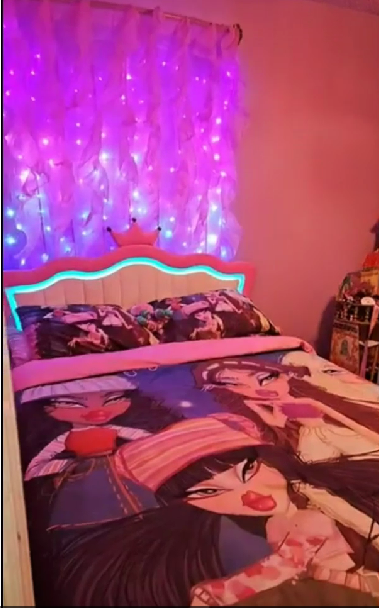 thumbnail video image 2 of Bellemave Twin Size Upholstered LED Bed with Storage Drawer, Princess Platform Bed with Crown Headboard, Pink Cute Girls Twin Beds with Wooden Slats Support, No Box Spring Needed-Pink, 2 of 12