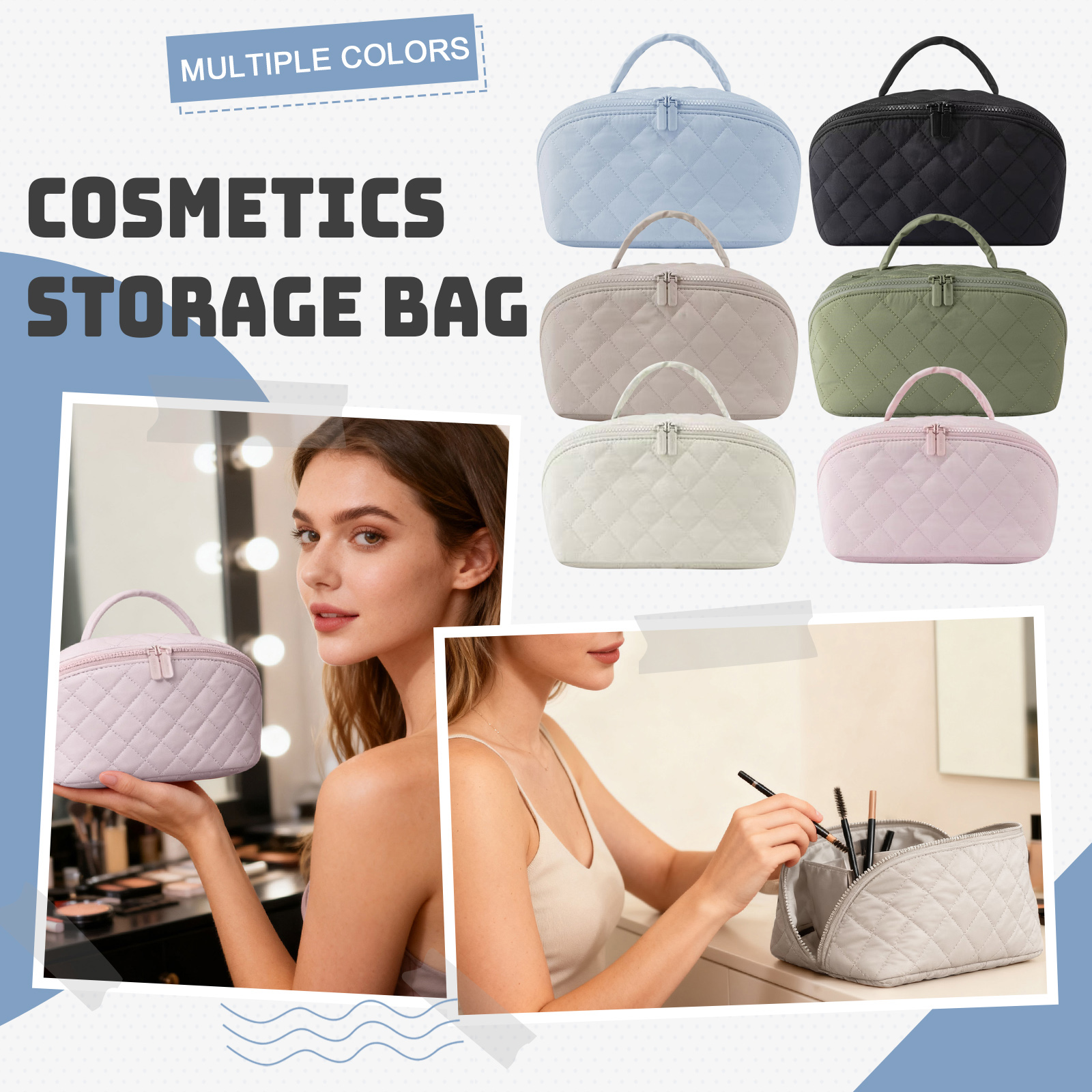 thumbnail video image 2 of Petition Makeup Bag, Travel Makeup Bag for Women, PU Leather Toiletry Bag with 180° Wide Open Design, Water-Resistant Cosmetic Case for Brushes, Toiletries (Beige), 2 of 10