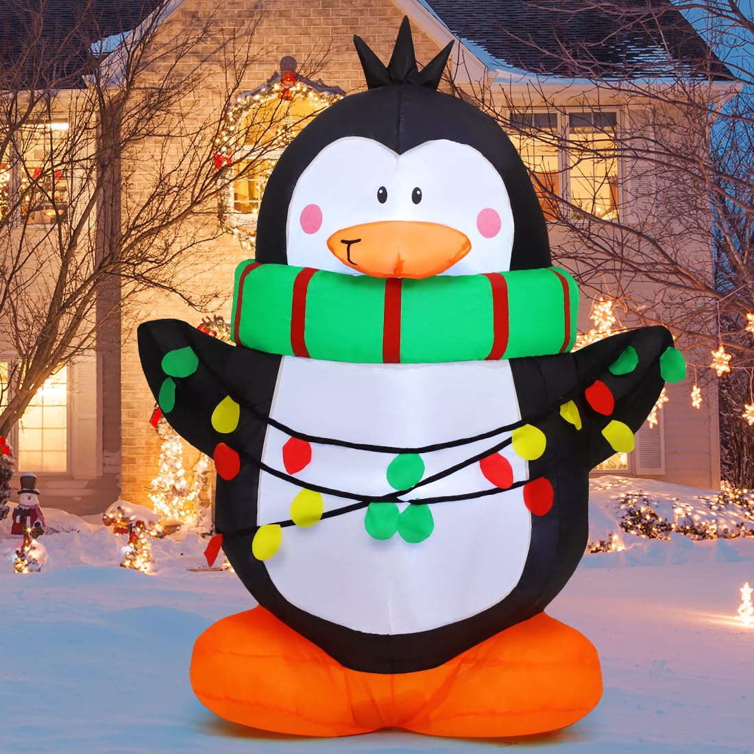 thumbnail video image 2 of GOOSH 4.2 FT Christmas Inflatables Penguin Outdoor Christmas Decorations, Inflatable Christmas Penguin Xmas Decorations Clearance with LED Lights Built-in for Holiday/Christmas/Party/Yard/Garden, 2 of 7