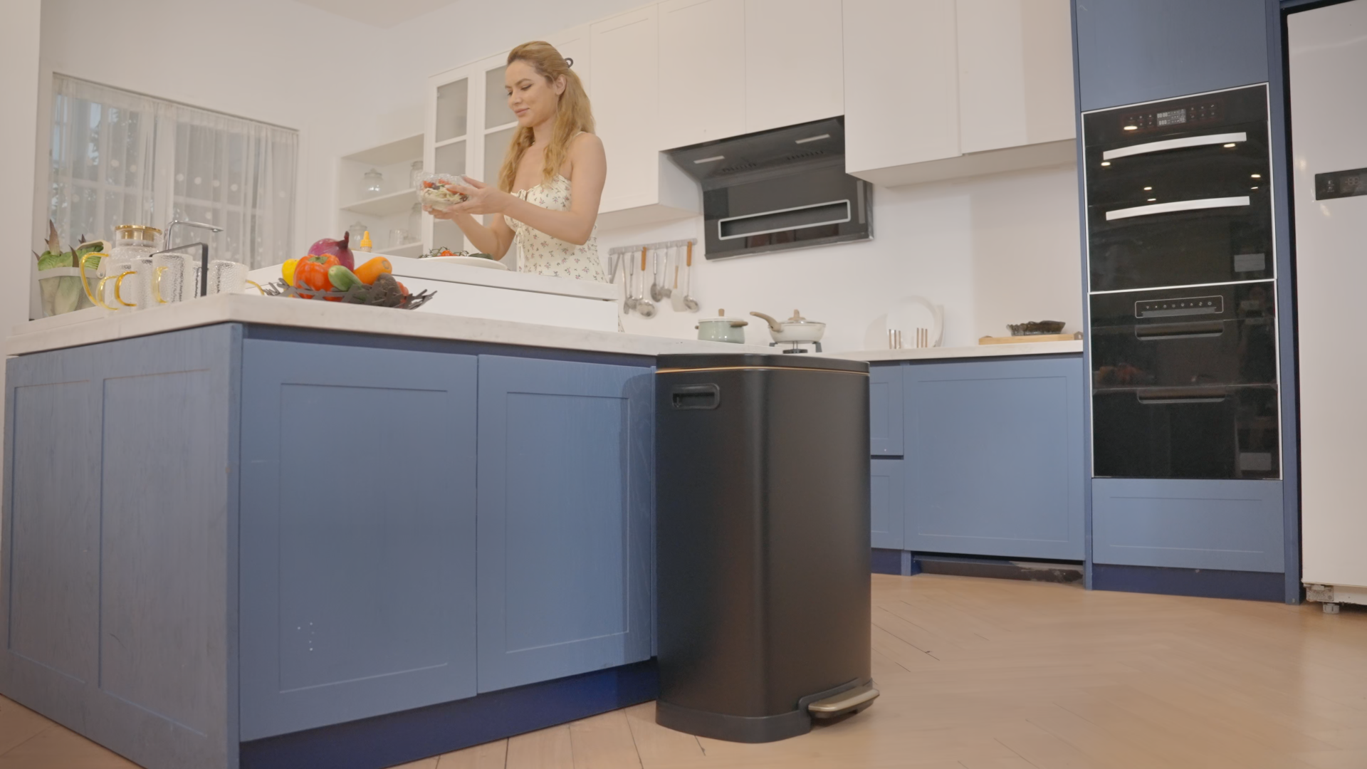 thumbnail video image 2 of KSSKSS 13 Gallon Trash Can with Lid,Fingerprint-Proof Stainless Steel Kitchen Trash Can with Soft-Close Lid and Removable Inner Bucket,Black, 2 of 9