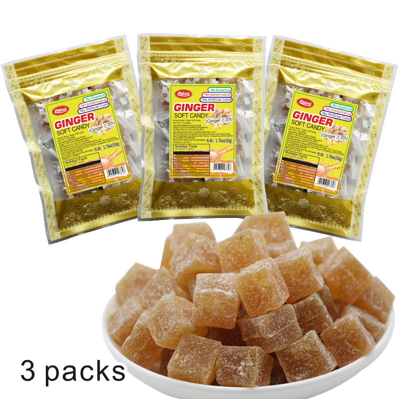 thumbnail video image 2 of Ginger Snacks Candy Soft, Chewy Gummy Variety Individual Wrapped Packs , Soothing the stomach Candy Jelly Resealable 2.12oz/Bag(3 Bags),Perfect Treat for Halloween Parties,Christmas Candy,Sprinkles, 2 of 8