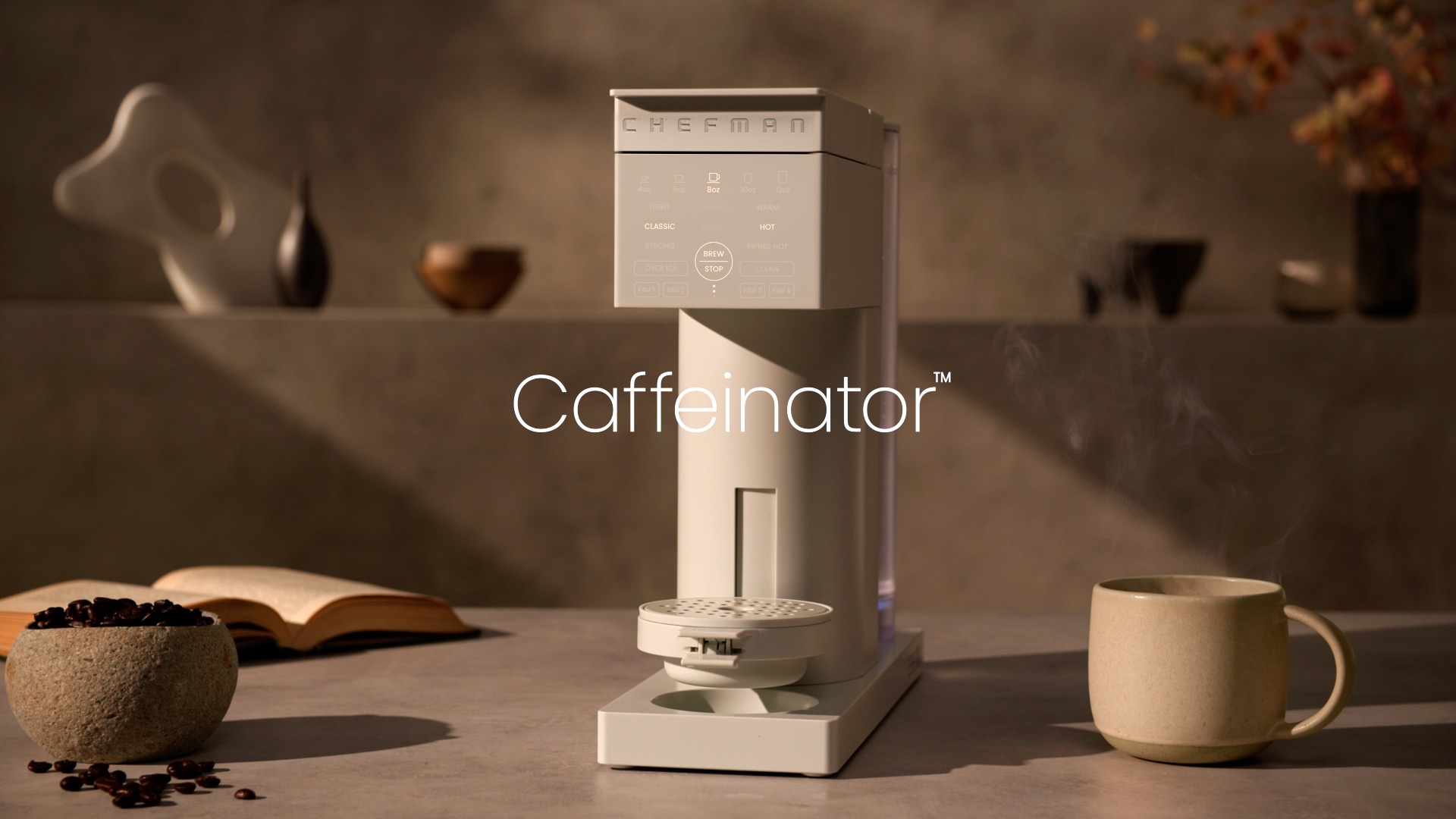 thumbnail video image 3 of Chefman Single Serve Coffee Maker, Works with K-Cup & Grounds - Concrete, 3 of 11