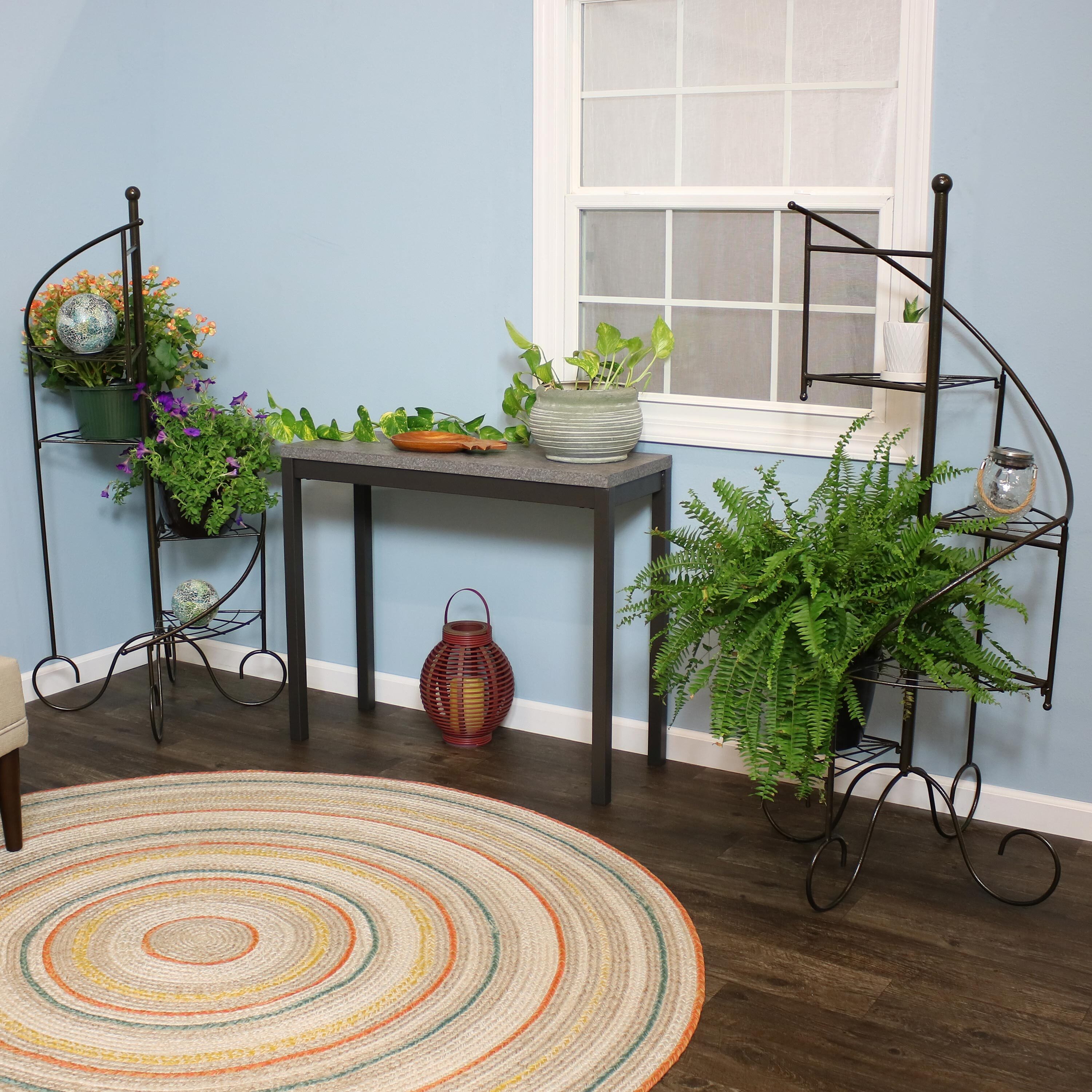 thumbnail video image 2 of Sunnydaze 56.25" H 4-Tier Black Iron Spiral Staircase Plant Stand (2 Count), 2 of 10