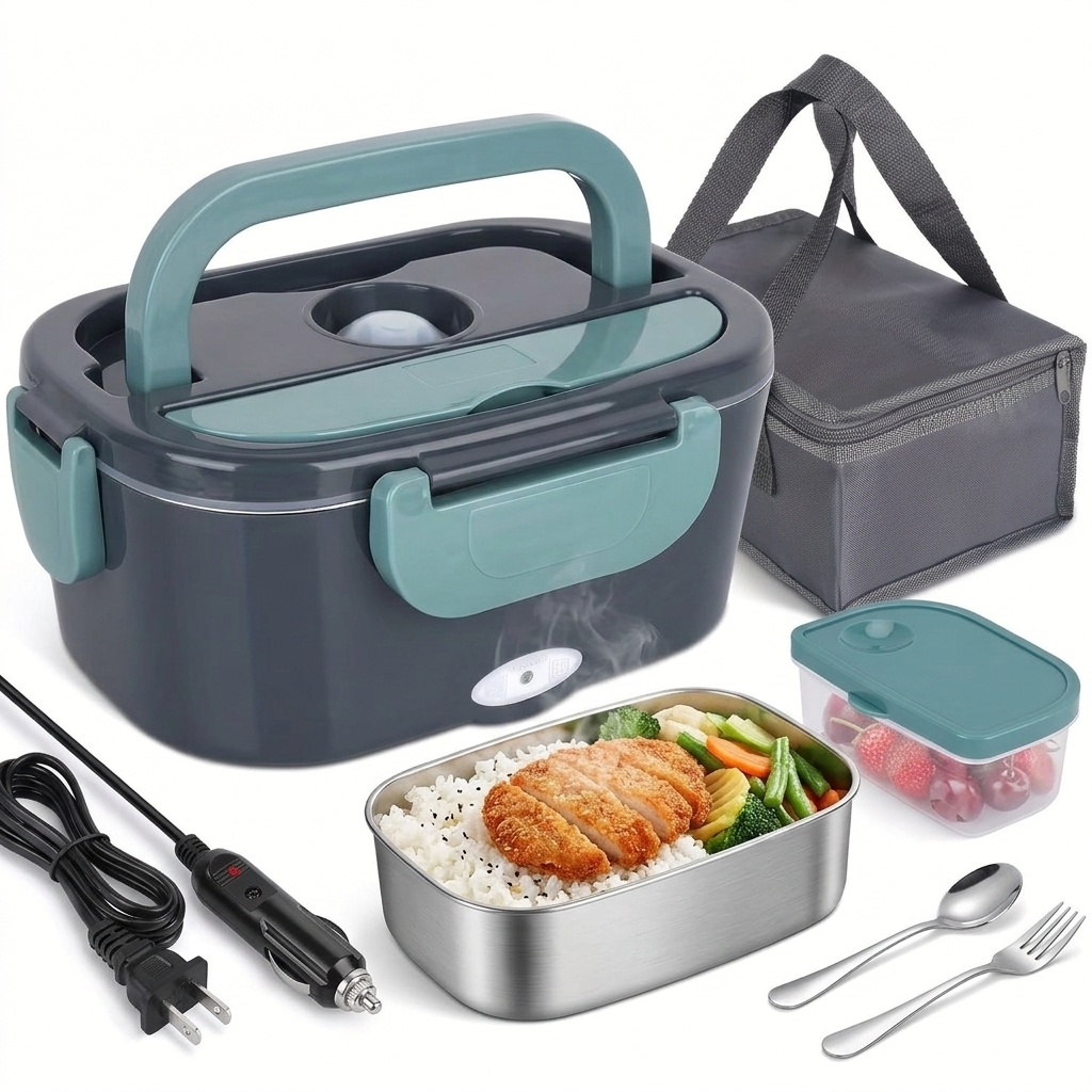 thumbnail video image 2 of GVDV Electric Lunch Box Food Heater 3-In-1 Portable Food Warmer Lunch Box for Car & Home, 2 of 11