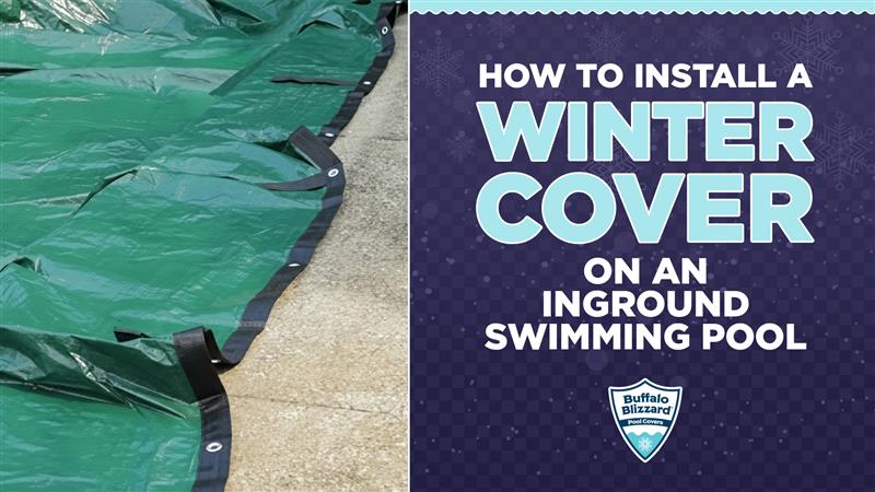thumbnail video image 2 of Buffalo Blizzard Rectangle Deluxe Blue/Black Winter Swimming Pool Cover, 25' x 45', 2 of 7