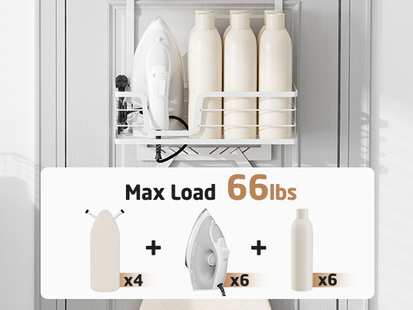 thumbnail video image 2 of KES Over The Door Ironing Board Holder, Door Mount with Storage Shelf Y and T Shaped Fits for 1 3/8 Doors White, WMHIR1002AWH, 2 of 11