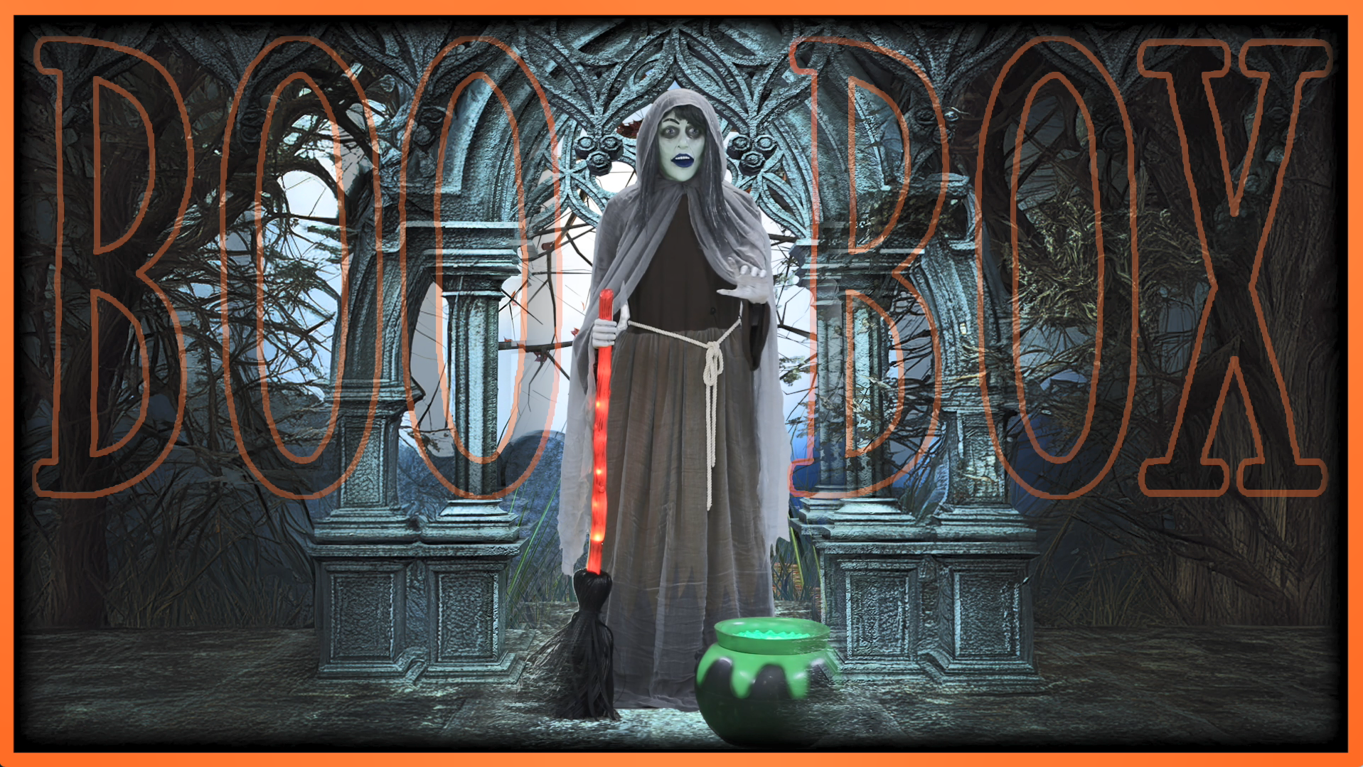 thumbnail video image 2 of Halloween Animatronic Scary Witch Outdoor Decoration, Sound and Motion Activated, 2 of 7