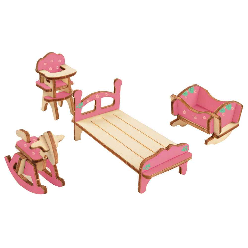 thumbnail video image 2 of BOHS 34-Piece Dollhouse Furniture Set -1/24 Scale, Laser Cut Wooden 3D Puzzles - Miniature Doll House DIY Models and Accessories, 2 of 7
