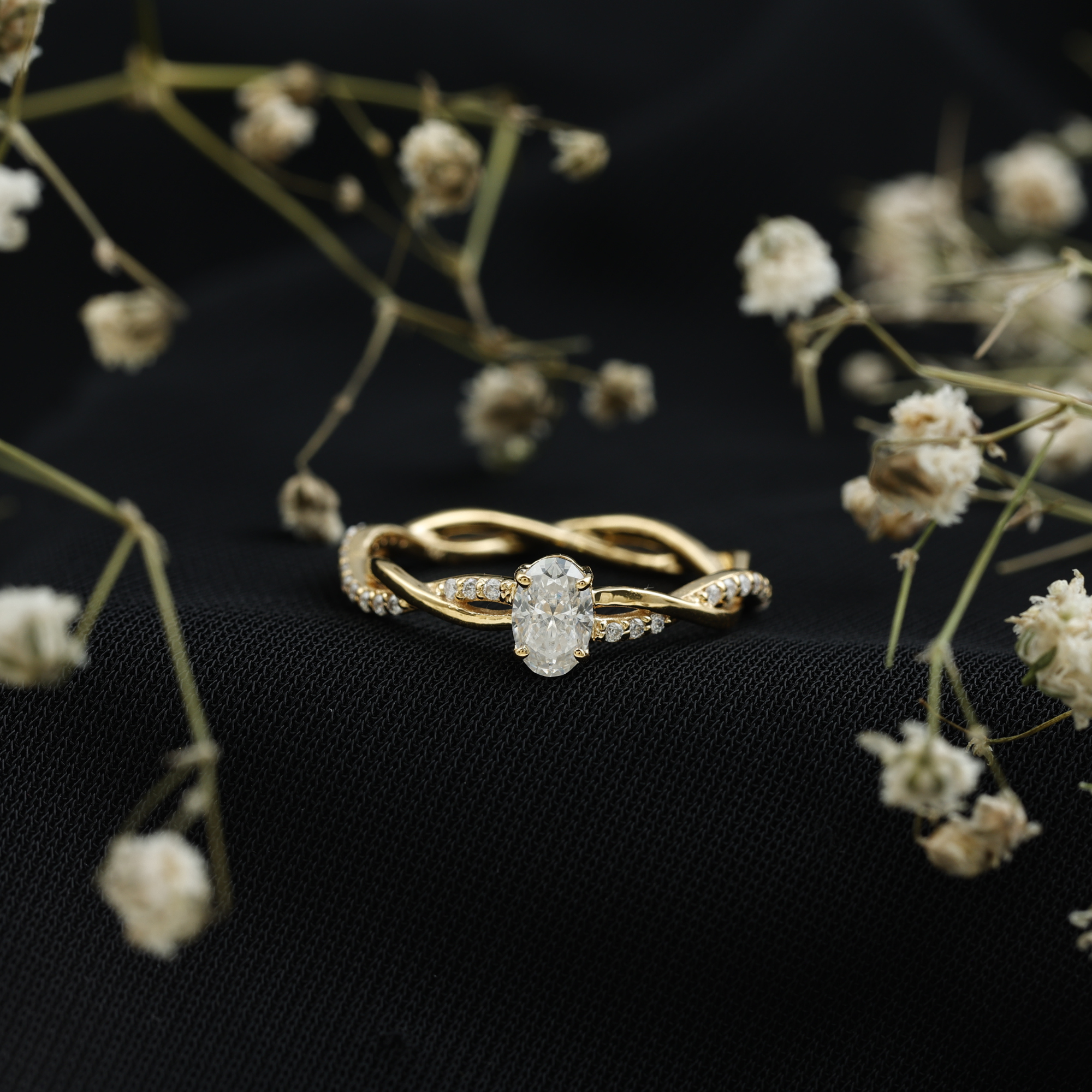 thumbnail video image 2 of Rosec Jewels Moissanite Solitaire Engagement Ring for Women - Braided Ring - 4X6 mm Oval - D-VS1 Quality Certified, 925 Sterling Silver, US 4.00, 2 of 8