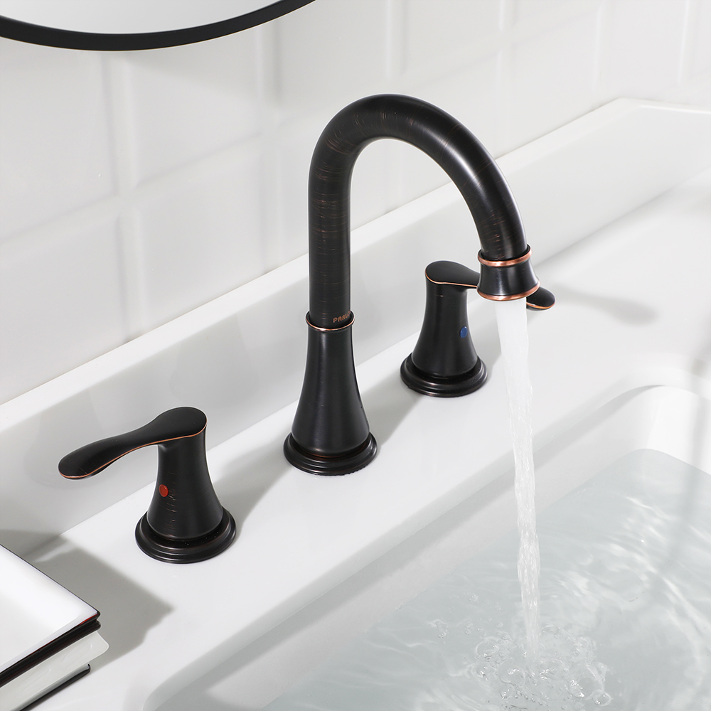 thumbnail video image 2 of PARLOS Classic Durable Luxury Widespread 2-Handle Bathroom Sink Faucet, Oil Rubbed Bronze, 2 of 10