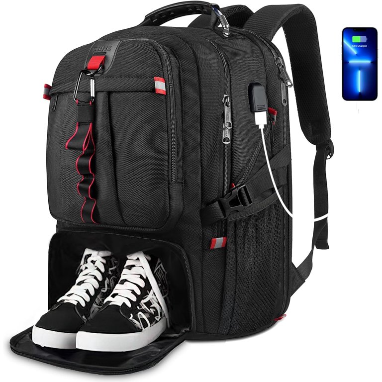 YOREPEK Travel Backpack, 50L Laptop Backpack with Shoe Compartment for Men and Women, Fits 17 inch Notebook, Black YOREPEK Travel Backpack, 50L Laptop Backpack with Shoe Compartment for Men and Women, Fits 17 inch Notebook, Black