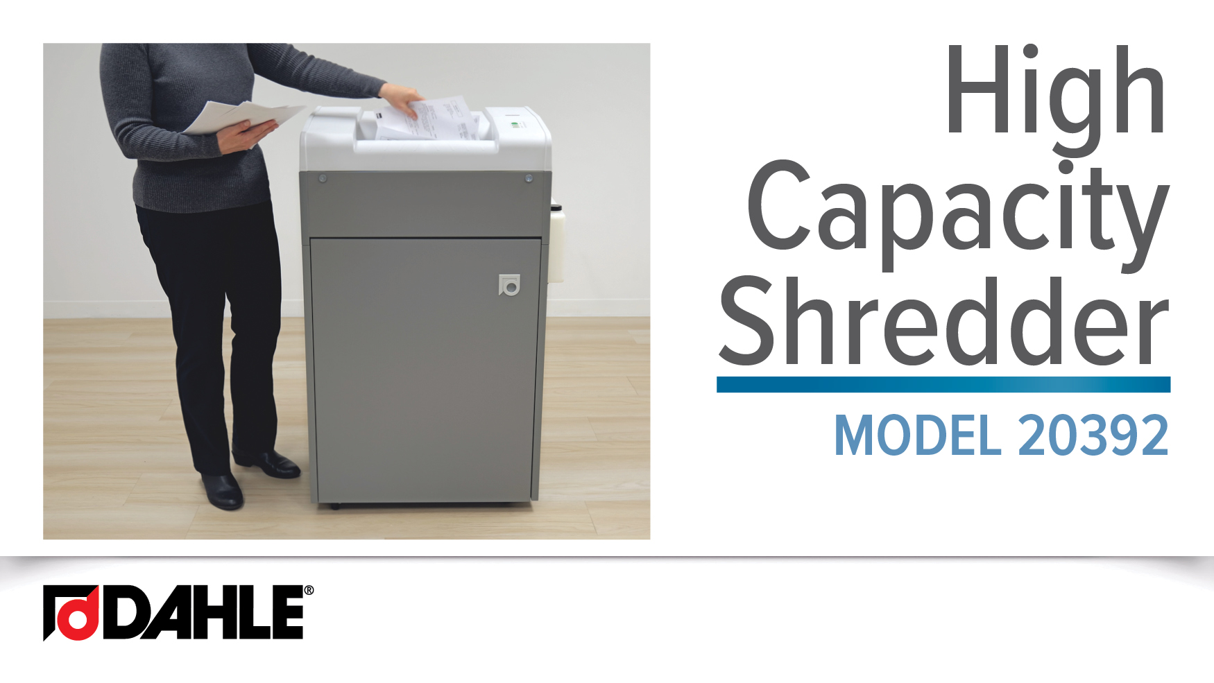 thumbnail video image 2 of Dahle 20392 High Capacity Paper Shredder w/Auto Oiler, Jam Protection, 26 Sheet Max, Level P-5 | O-4, 2 of 11