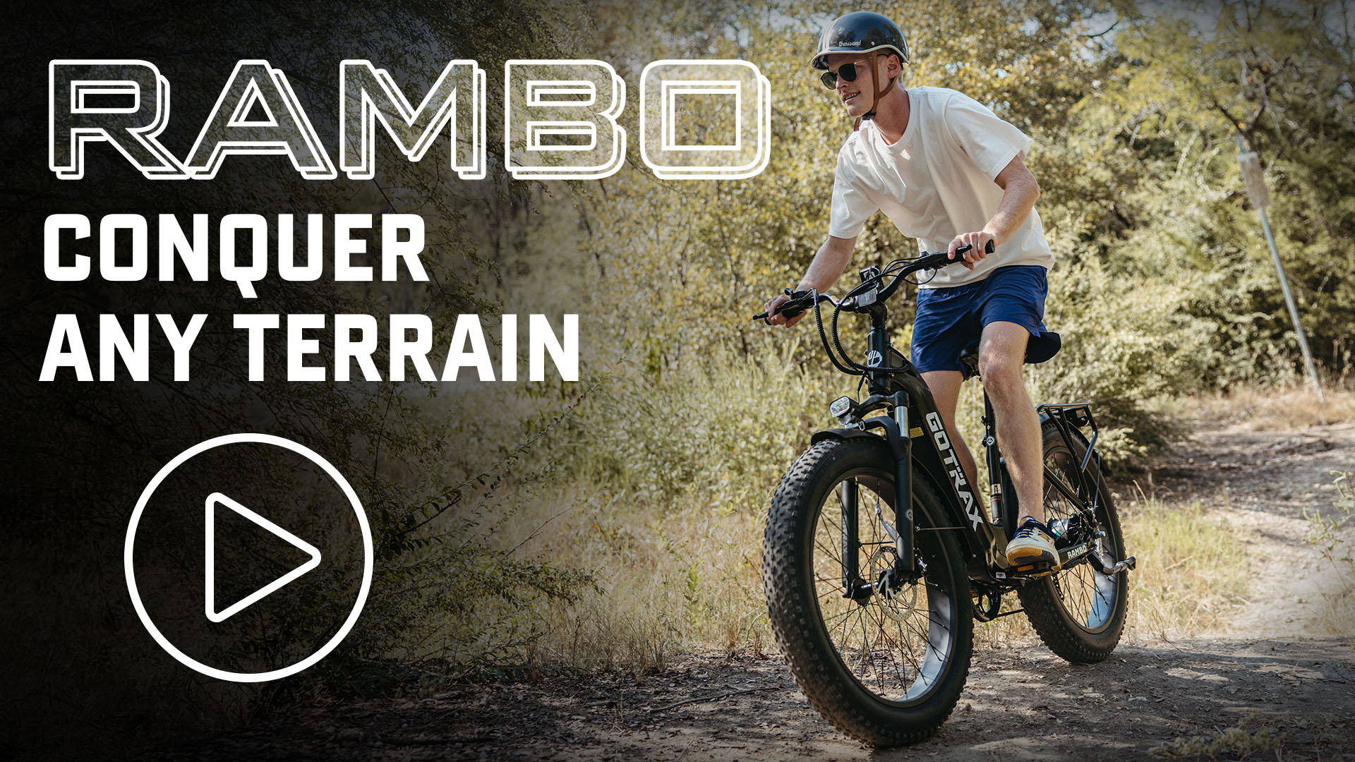 thumbnail video image 2 of GOTRAX Rambo 500W Fat Tire Electric Bike for Adults,25-Mile Range, 4" off-road Tires, 7-Speed, LED Headlight, 2 of 16