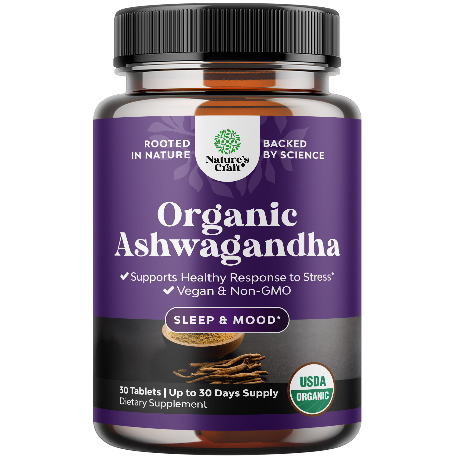 thumbnail video image 2 of High Strength Organic Ashwagandha Supplements - Ashwagandha Organic Tablets for Mood Support & Hormone Balance for Women & Men - Root Extract Powder with Black Pepper for Better Absorption - 30 Ct, 2 of 10