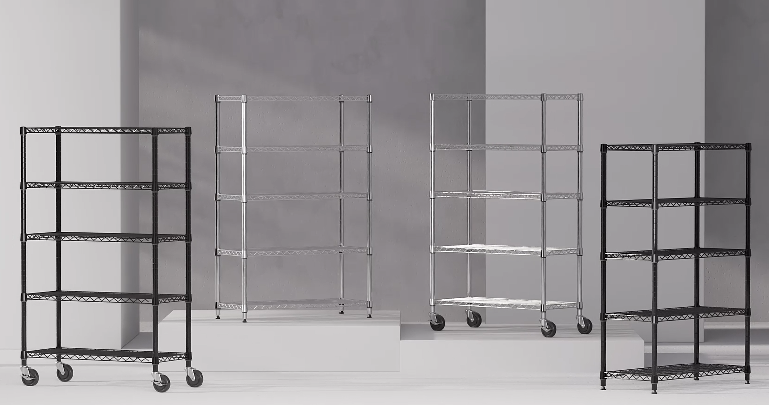 thumbnail video image 2 of IZEUK 5-Tier Wire Shelving Unit with Wheels, Heavy Duty Adjustable Storage Rack, 1750 lbs Capacity, 47.2" W x 17.7" D x 76.7" H, Chrome, 2 of 8