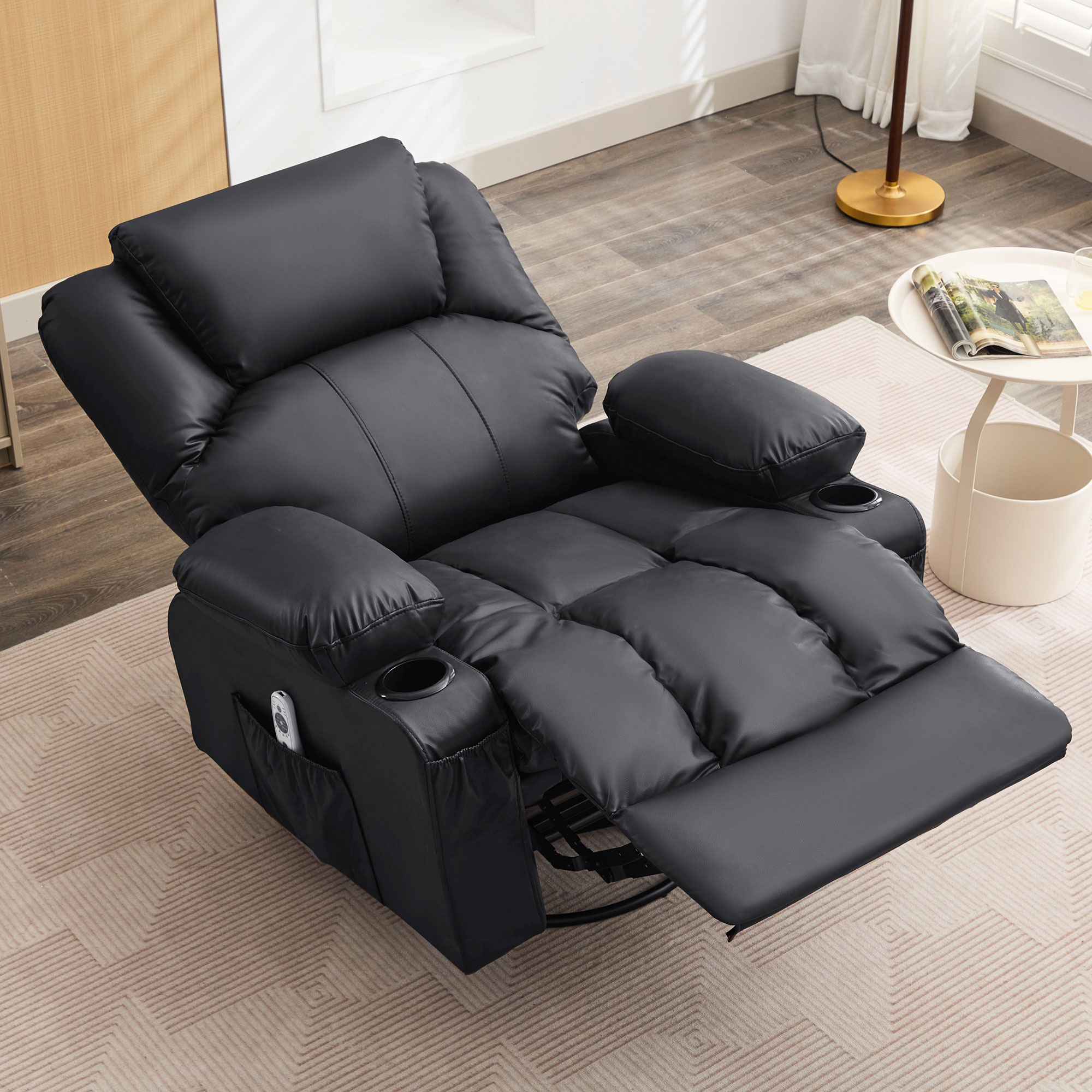 thumbnail video image 2 of JONPONY Massage Swivel Rocker Recliner Chair with Vibration Massage and Heat Ergonomic Lounge Chair for Living Room with Rocking Function and Side Pocket, 2 Cup Holders, USB Charge Port,Black, 2 of 13