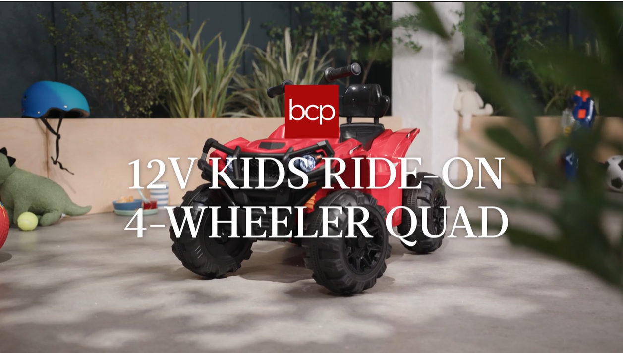 thumbnail video image 2 of Best Choice Products 12V Kids Ride-On ATV Quad w/ Bluetooth, 2.4mph Max, Treaded Tires, LED Lights, Radio - Gray, 2 of 9