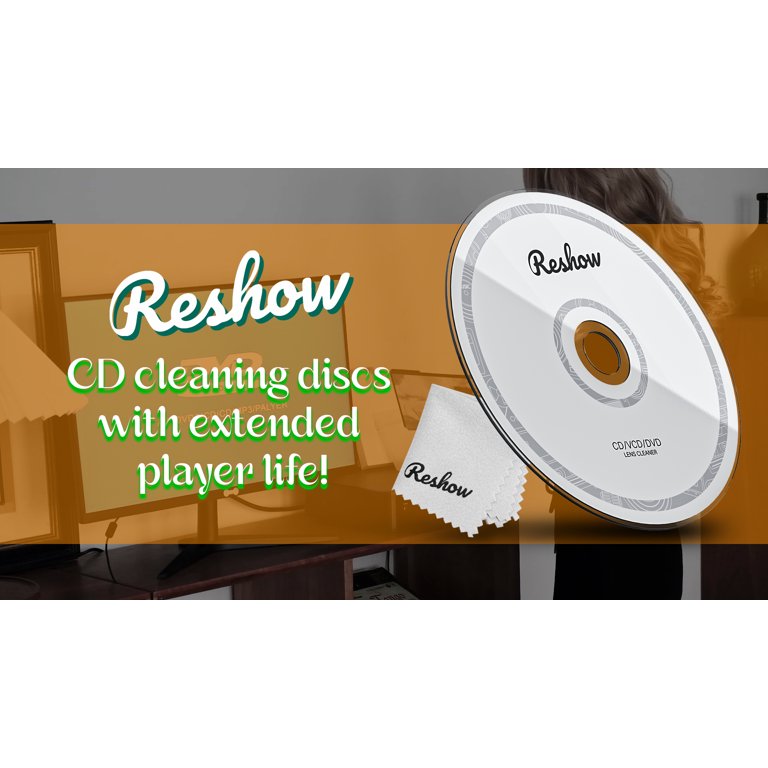 Reshow Laser Lens Cleaning Disc, Daily Use Disc Cleaner Kit for CD & DVD Players