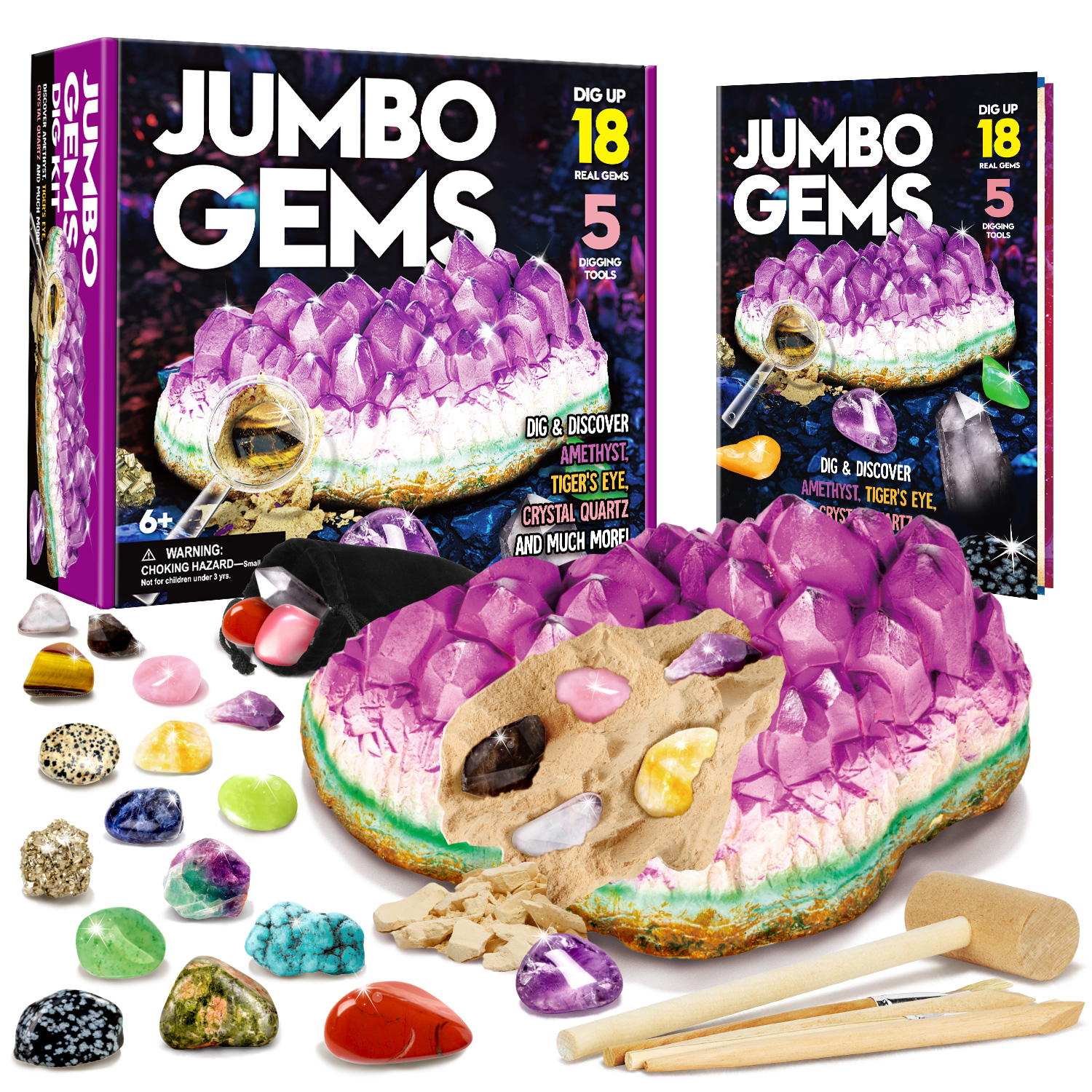 Toy Store Potato Piano Potato Mega Gemstone Dig Kit for Kids, STEM Learning Toy, 18 Real ...