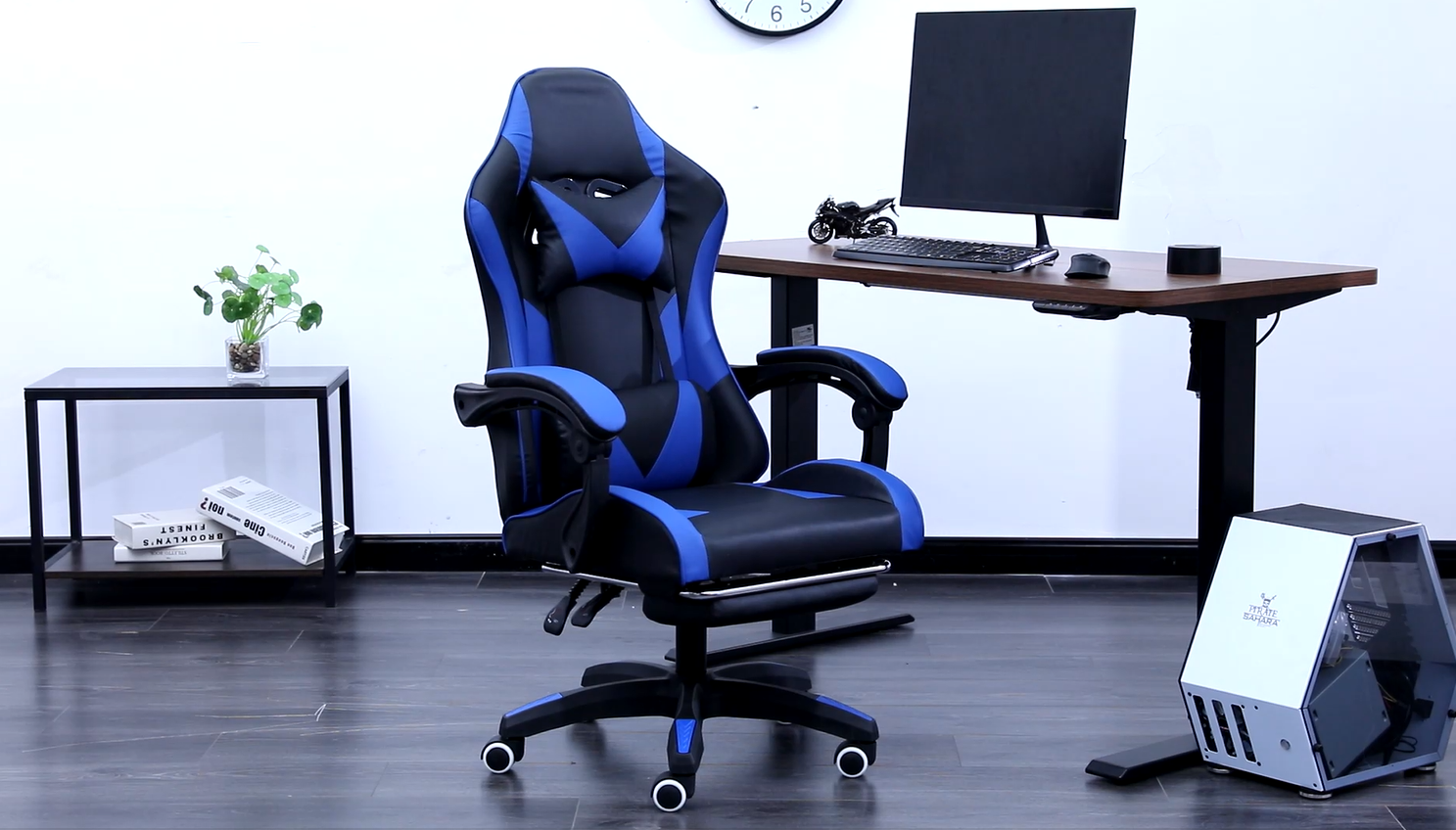 thumbnail video image 2 of VIOLHEDO High-Back Ergonomic Gaming Chair with Lumbar Pillow,Footrest PU Leather Adjustable PC Office Chair Gray, 2 of 9