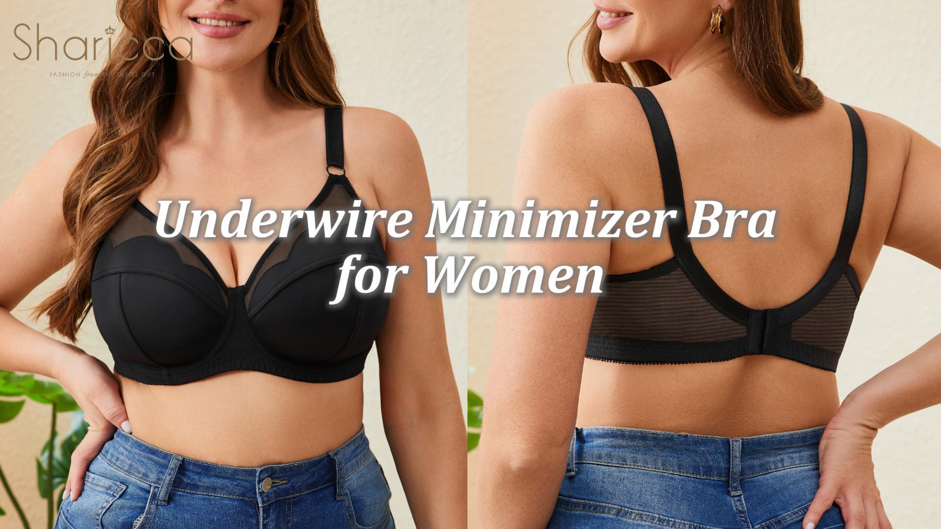 thumbnail video image 2 of SHARICCA Womens Plus Size Full Coverage Bra Breathable Push Up Underwire Supportive Bra 40DD, 2 of 7