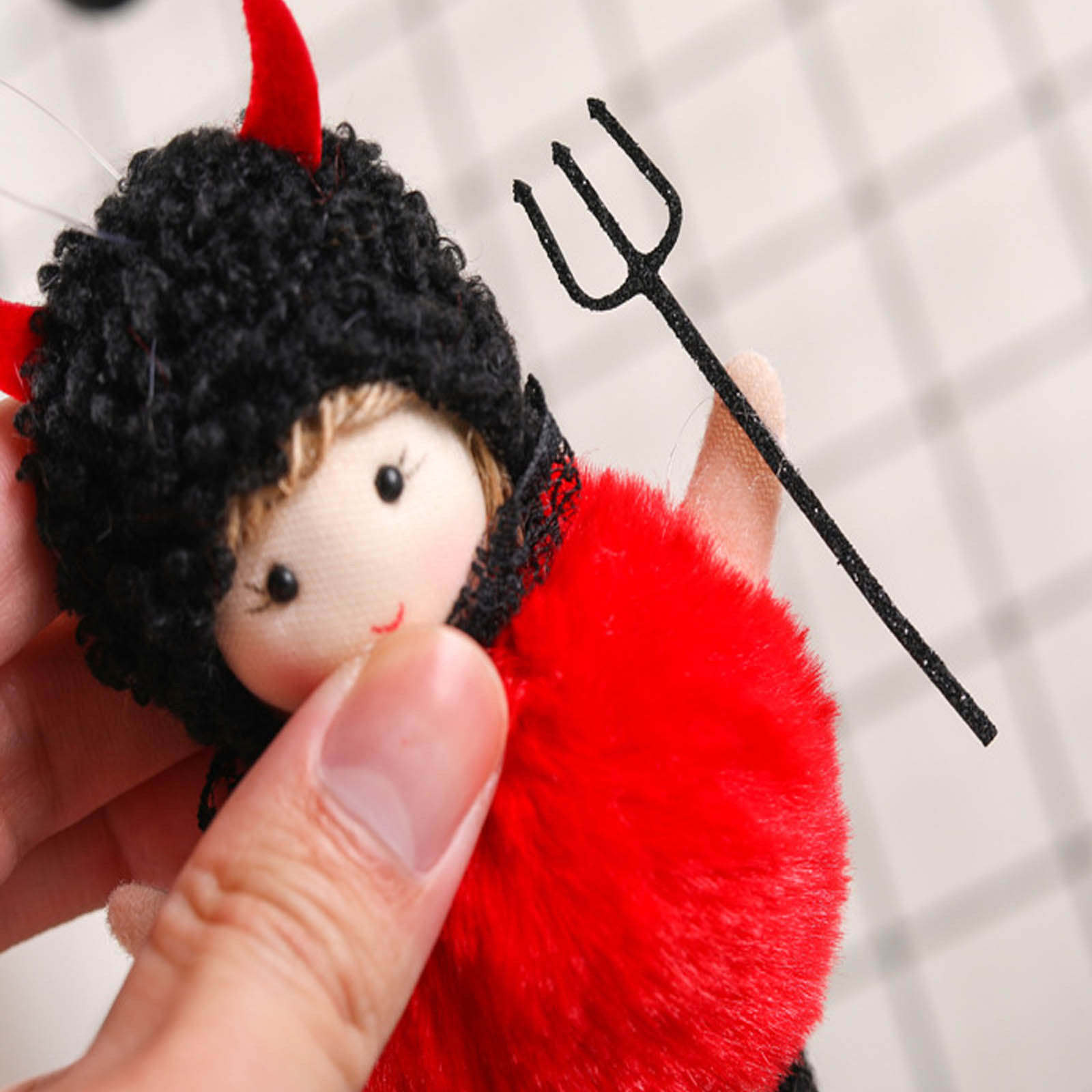 thumbnail video image 2 of Scary Doll Stuffie Clearance 5.5 Inch Halloween Doll Pendant Halloween Decorations Hanging Tree Ornaments Devil Witch Dress Up Party Doll Props Horror Plushies Horror Gifts Toys, 2 of 4