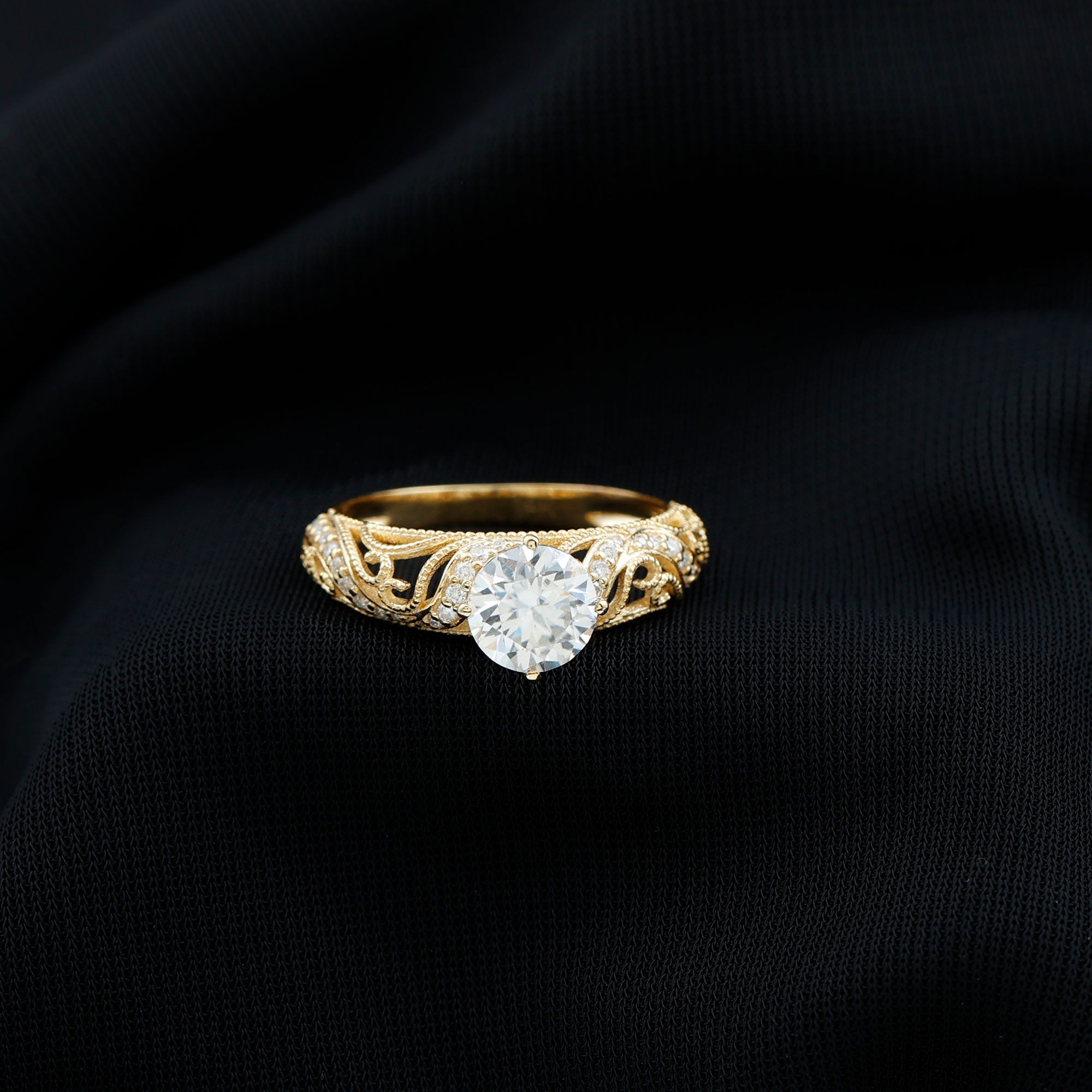 thumbnail video image 2 of Rosec Jewels Lab Grown Diamond Circle Engagement Ring 1 Ct - Vintage Style Ring (7 mm, EF-VS Quality), 925 Sterling Silver, US 4.00, 2 of 9